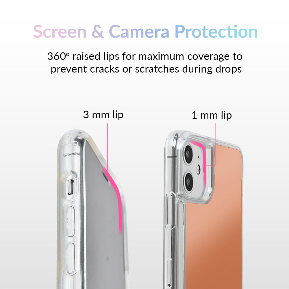 Rose Gold Reflective Mirror iPhone Case - Shatterproof Protective Cover for iPhone 13/14/15 Pro Max - Stylish Glittery Phone Case for Women & Girls - Perfect for Parties, Selfies & Night Out Accessories