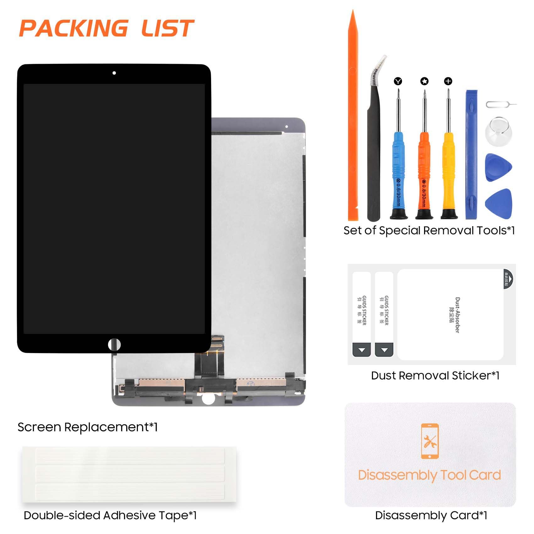 Original iPad Pro 10.5 (2017) LCD Screen Replacement for Models A1701 & A1709 - Full Assembly with Digitizer Touch Screen - Black Repair Part for DIY Fix at Home or Office