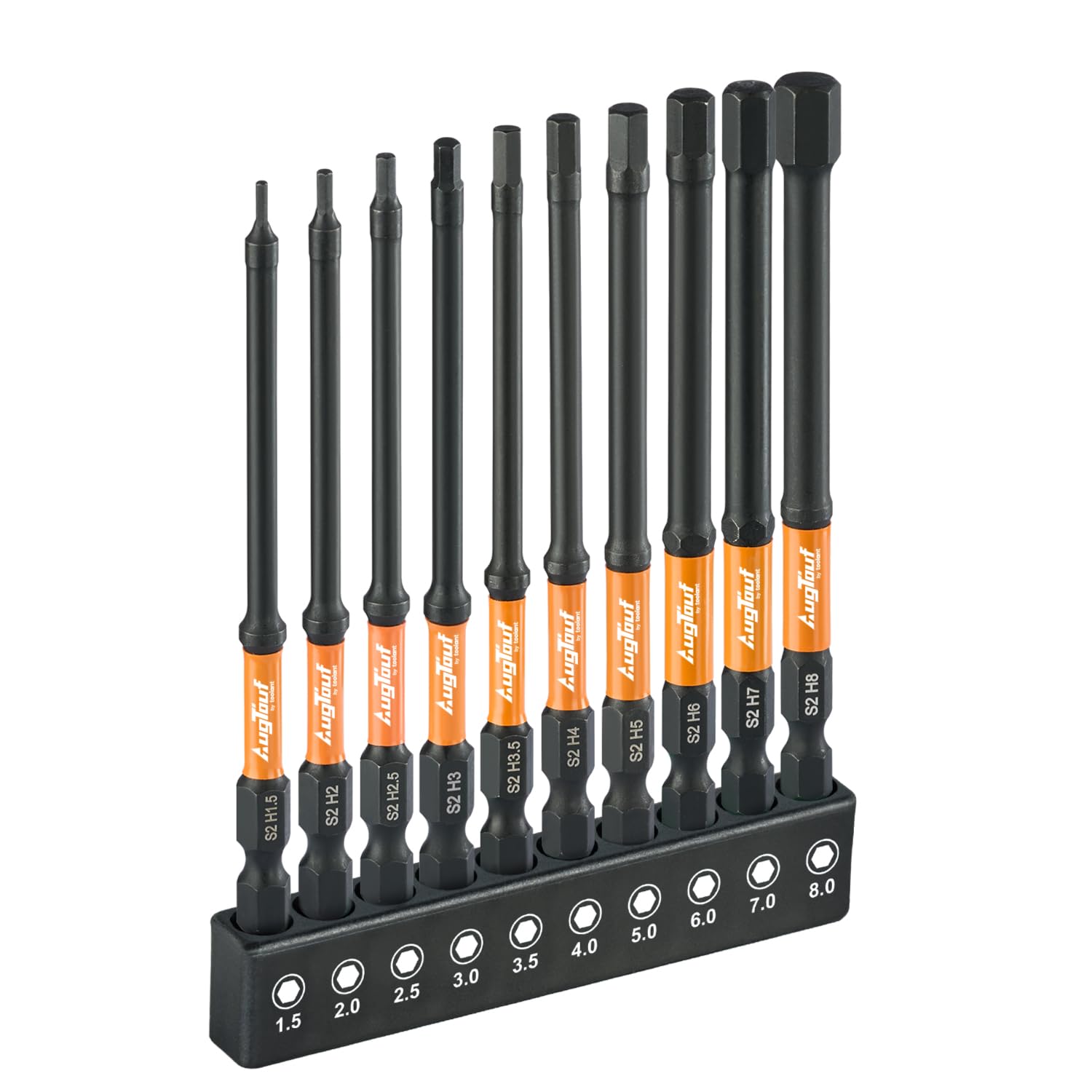 Toolant 10-Piece Metric Impact Hex Head Allen Wrench Drill Bit Set - 1/4