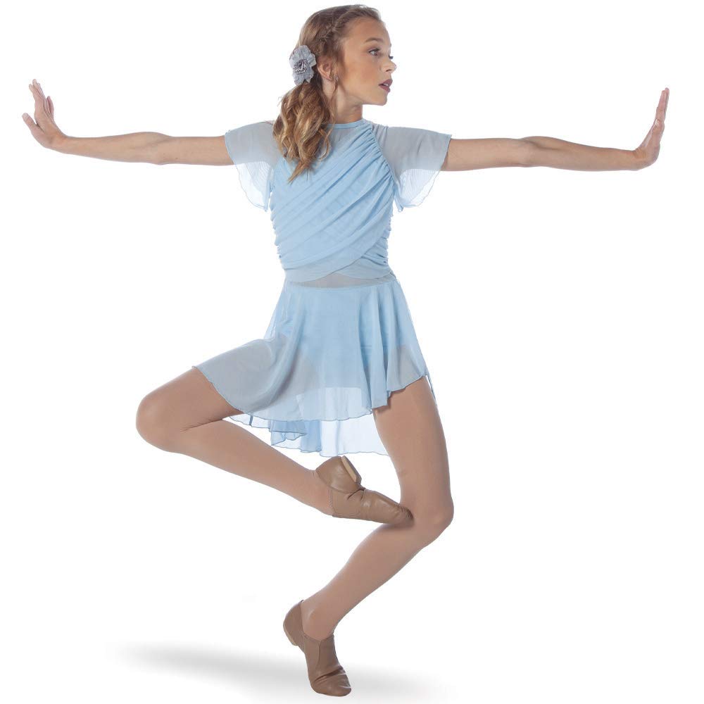 Flutter Sleeve Dance Leotard with Skirt - Lyrical Costume for Ballet, Jazz & Contemporary Performance | Professional Dancewear for Competitions & Recitals