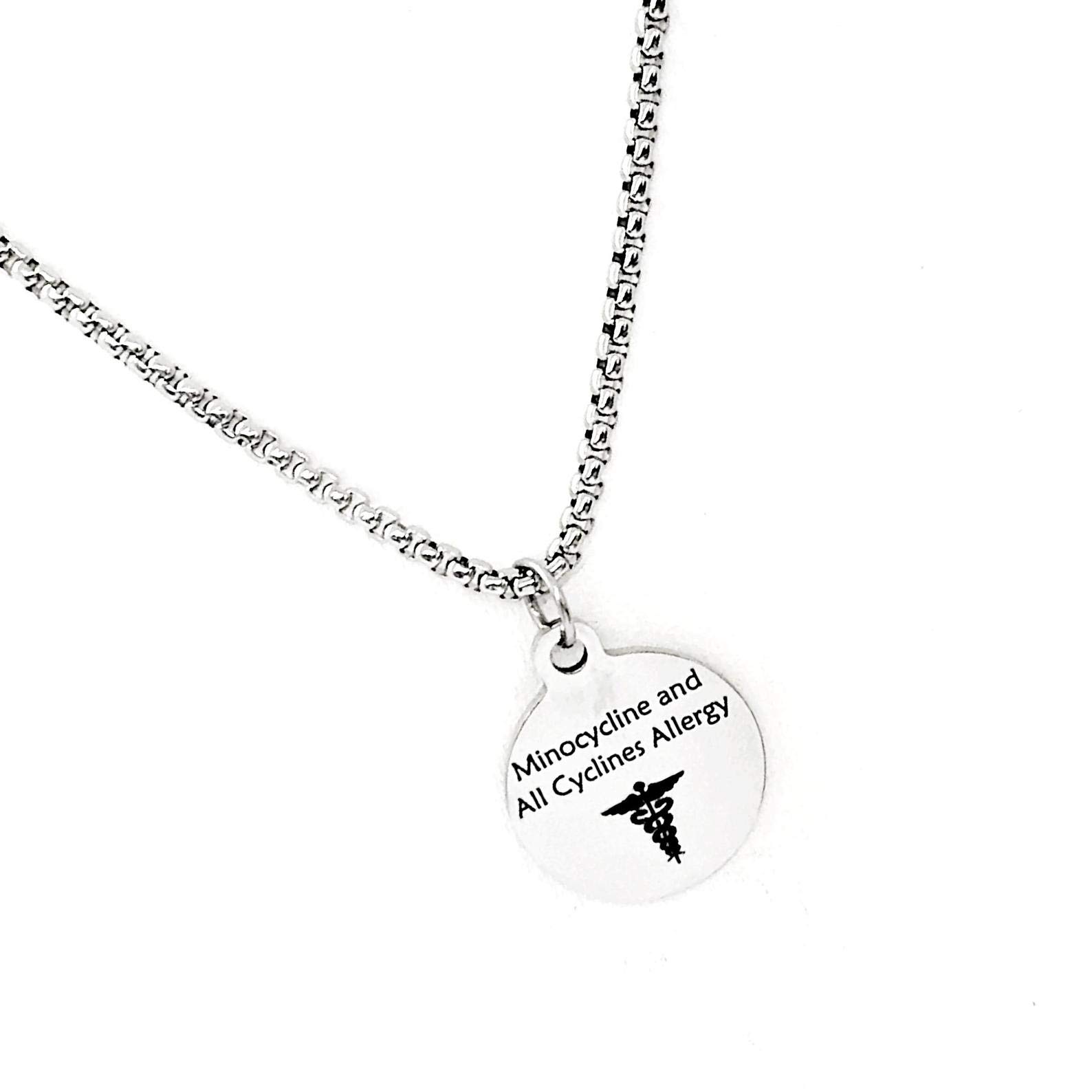 Minocycline & Cyclone Allergies Medical Alert Necklace - Emergency ID Jewelry for Allergic Reactions & Medicine Warnings - Perfect for Daily Wear & Travel Safety
