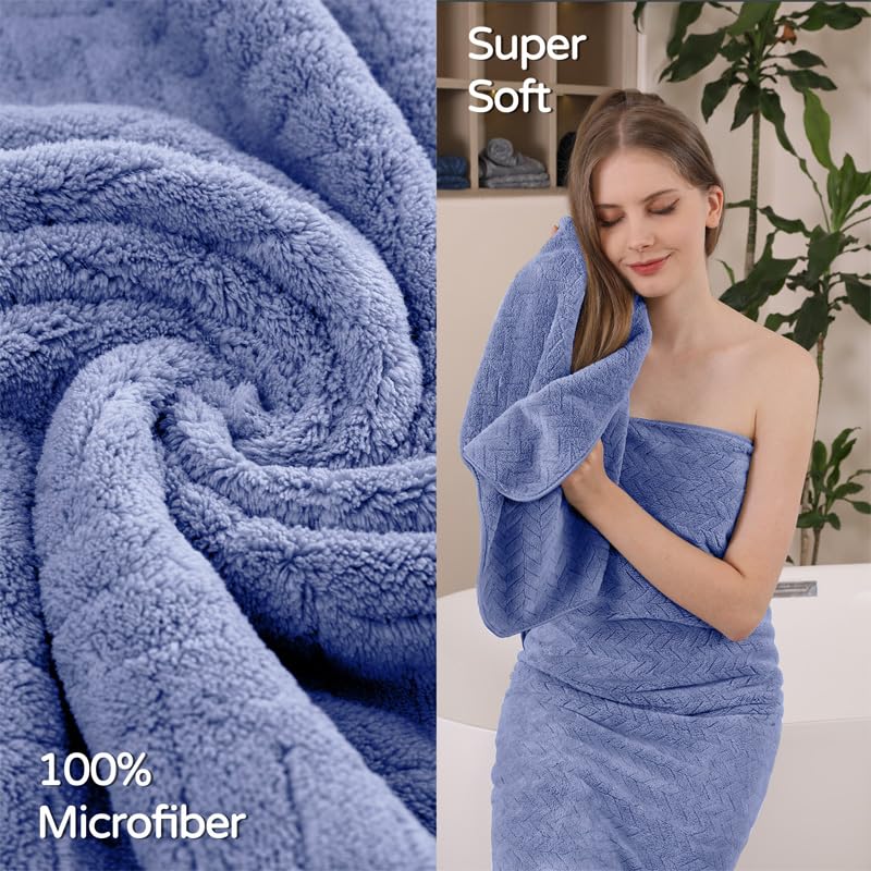 Premium Oversized Bath Towels Set - 600 GSM Quick Dry Microfiber Towels 35x70 inches | Ultra Soft & Highly Absorbent Extra Large Shower Towels for Spa, Hotel & Home Use | Machine Washable Luxury Towel Set (Orchid, 4 Pieces) - Perfect for Bathrooms, Beach Trips & Gym