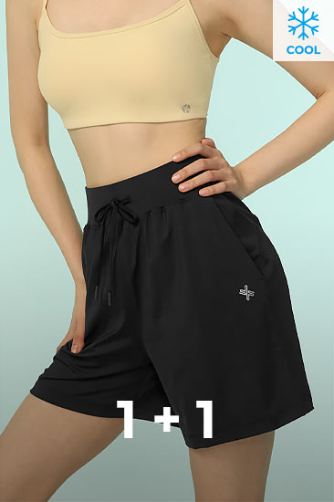 1+1 Ice Cooling Freedom Shorts for Men - Breathable Quick-Dry Athletic Shorts for Running, Gym & Outdoor Activities