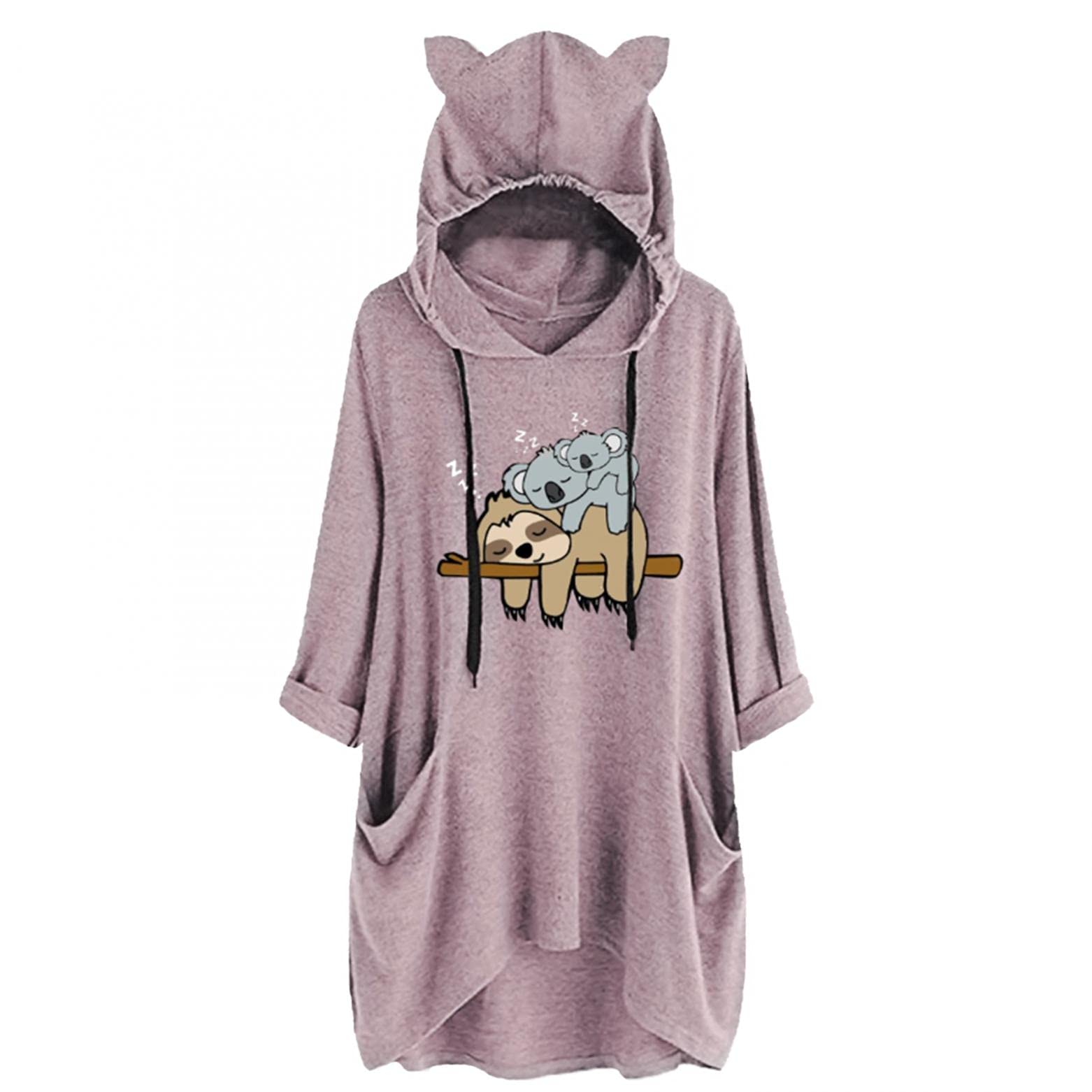 Wabtum Women's Cute Cartoon Print Hooded Pullover - Long Sleeve Casual Hoodie Top for Everyday Wear | Perfect for Streetwear, Loungewear & Outdoor Activities