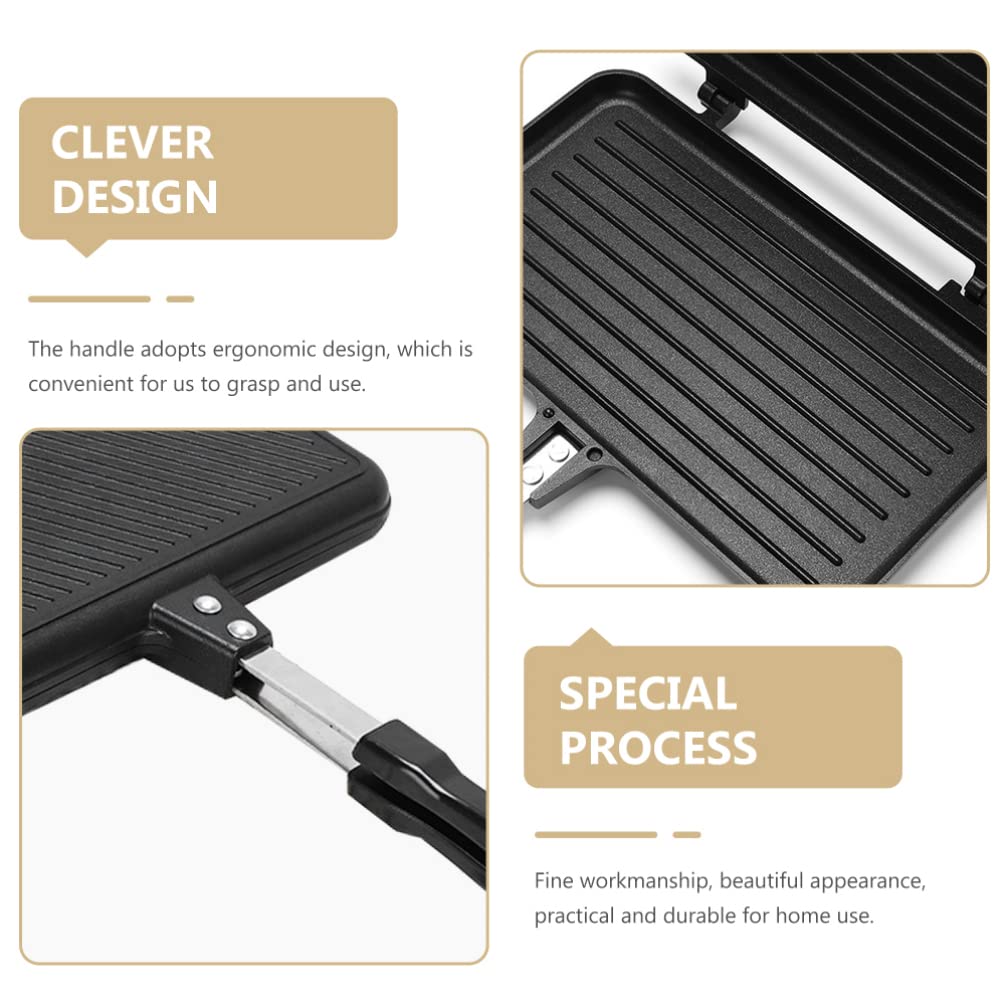 DOITOOL Non-Stick Double-Sided Grill Pan - Waffle Maker & Sandwich Press for Breakfast, Panini, Cake Toast | Perfect for Home Cooking, Camping & Quick Snacks