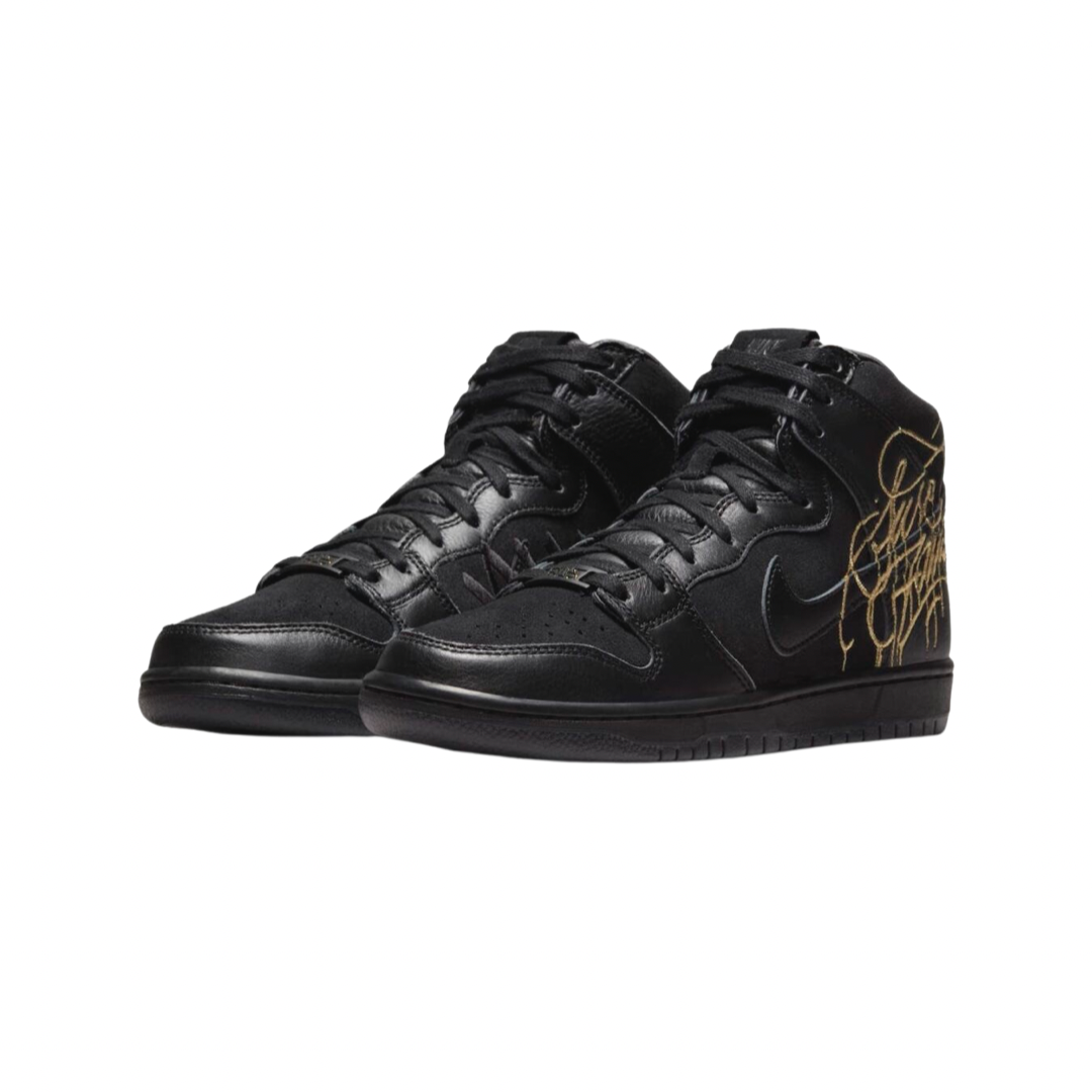 Nike SB Dunk Hi Sneakers - Black & Metallic Gold - Skateboarding Shoes for Men & Women - Perfect for Streetwear & Casual Fashion