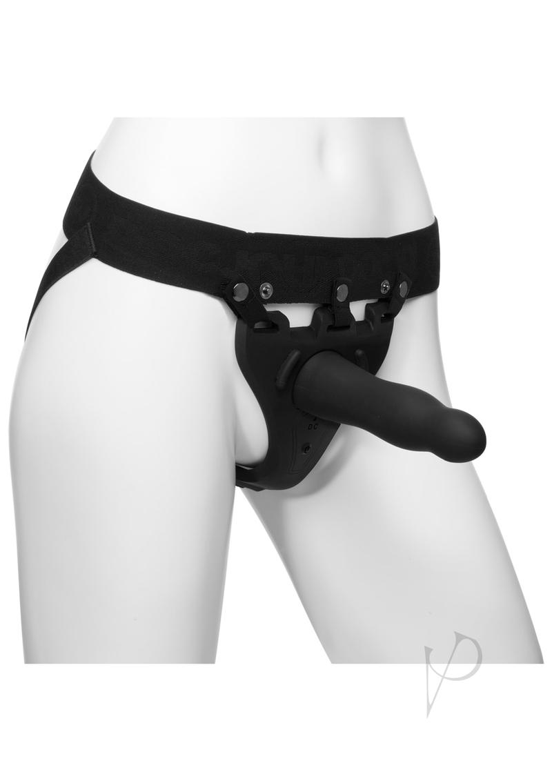 Rechargeable Vibrating Strap-On Harness with Slim Dildo & Remote Control - 7 Inch Black 2-Piece Set for Couples & Solo Play - Enhance Intimacy & Explore New Sensations in the Bedroom