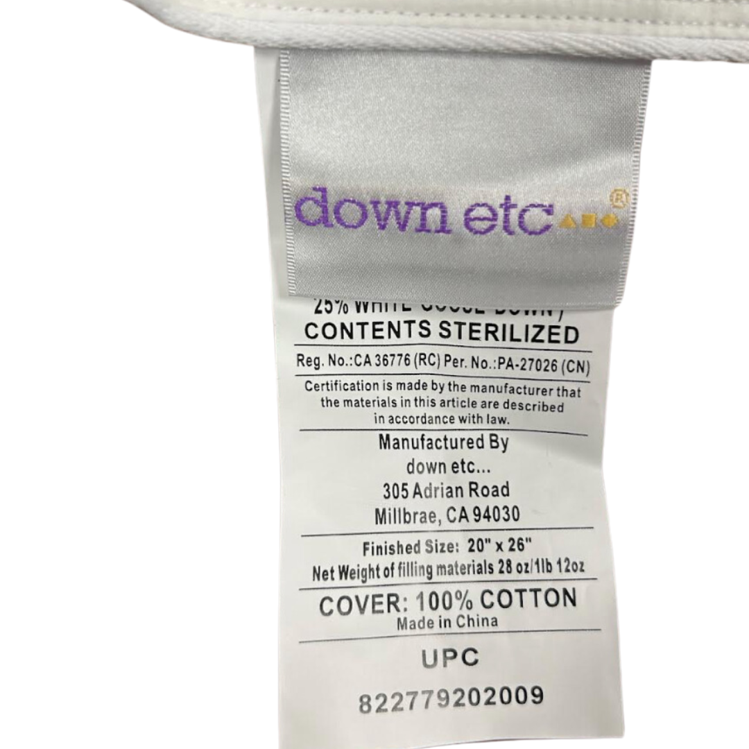 Premium 25% White Goose Down & 75% White Goose Feather Pillow - Ultra Soft & Supportive for Side, Back & Stomach Sleepers - Perfect for Bedroom, Guest Room & Travel