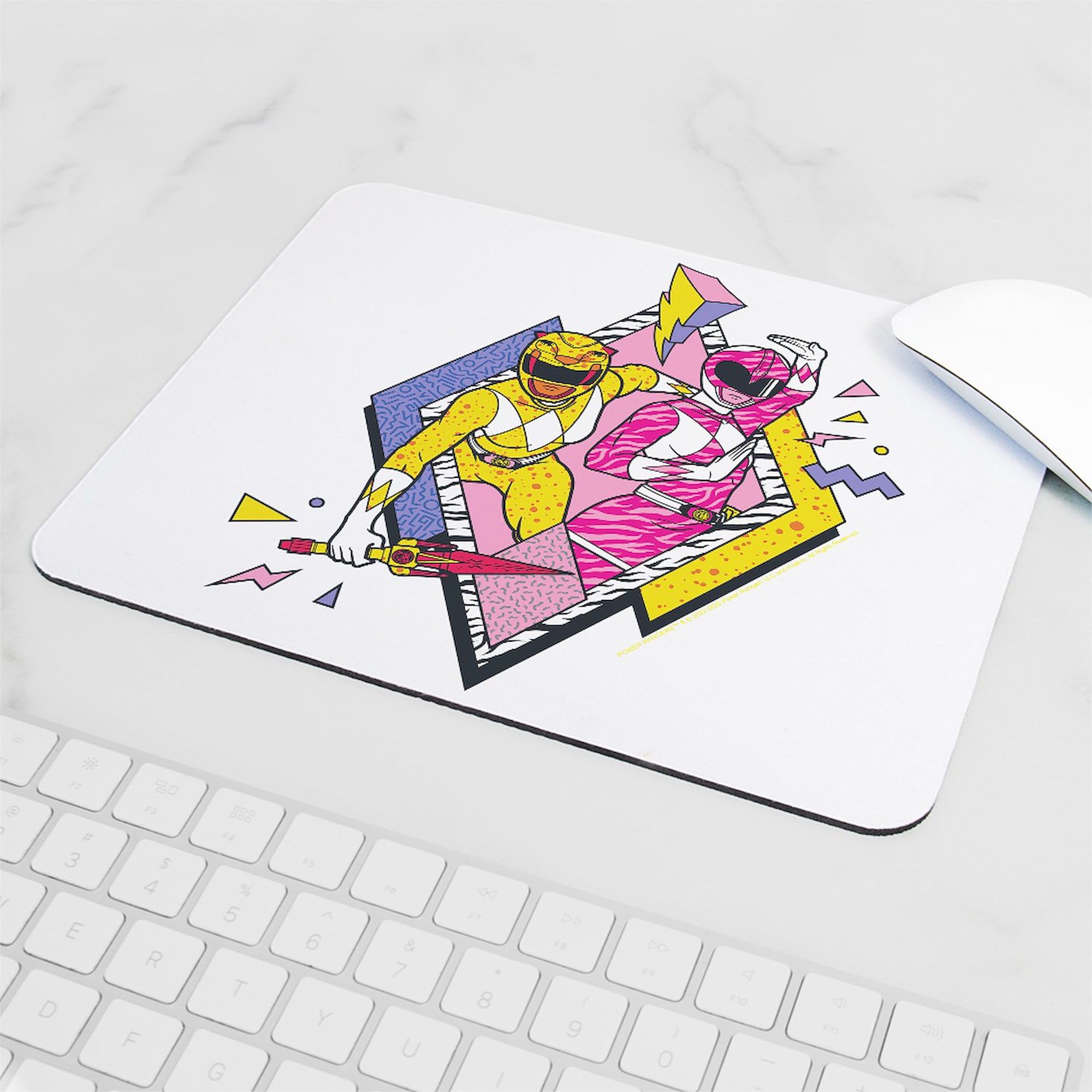 Power Rangers Yellow & Pink Ranger Non-Slip Rubber Gaming Mouse Pad - Perfect for PC, Laptop, Office & Gaming Setup