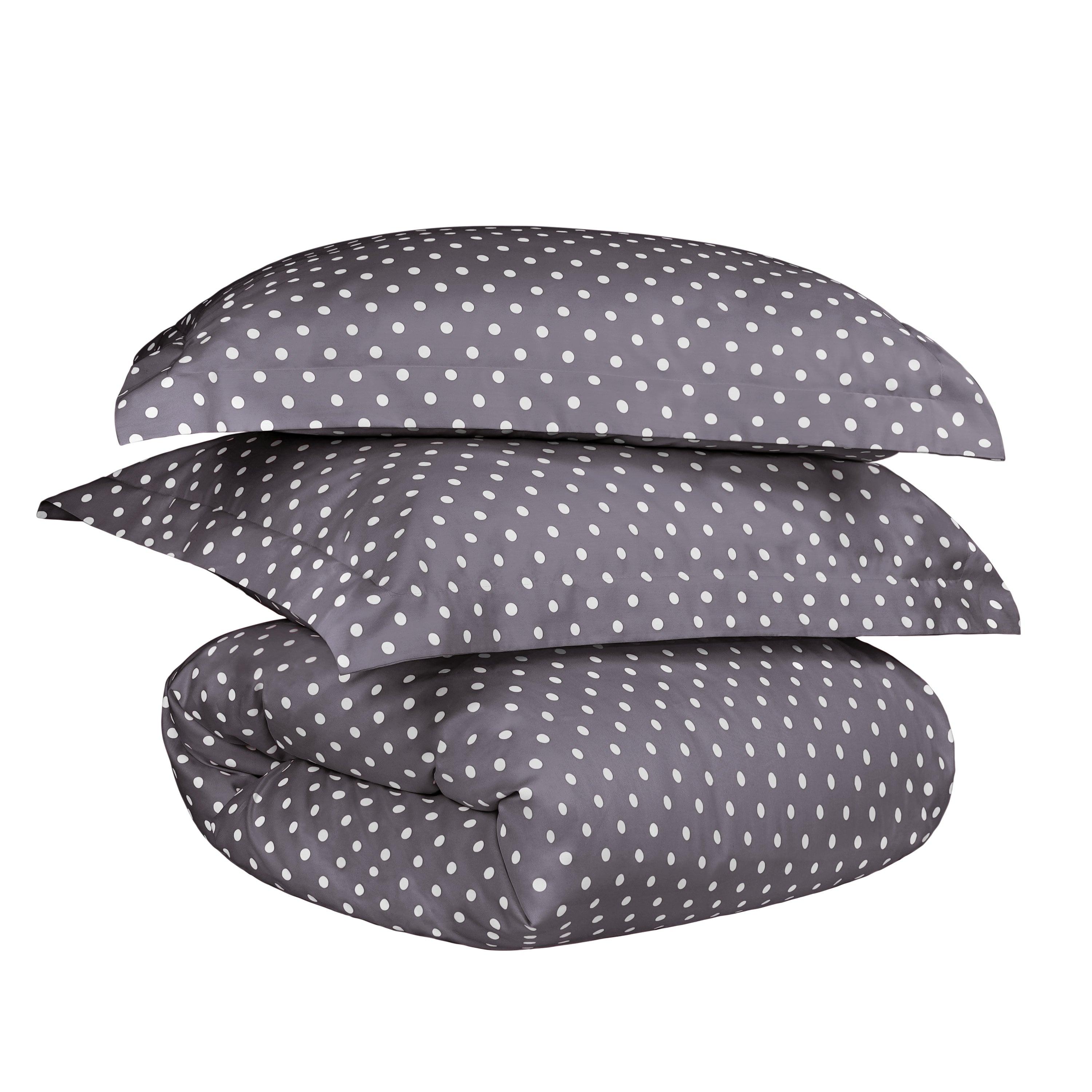 Premium 600 Thread Count Cotton Blend Polka Dot Duvet Cover Set - Soft & Breathable Bedding for Cozy Nights - Perfect for Master Bedroom, Guest Room & Dorm Decor