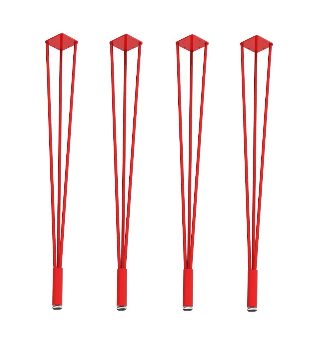 Set of 4 Kingsman 28-3/8 Inch Hairpin Table Legs - Heavy Duty Solid Steel with Adjustable Base for Industrial Dining Tables, Console Tables & Furniture (Matte Red) - Perfect for Modern Home, Office & Restaurant Decor