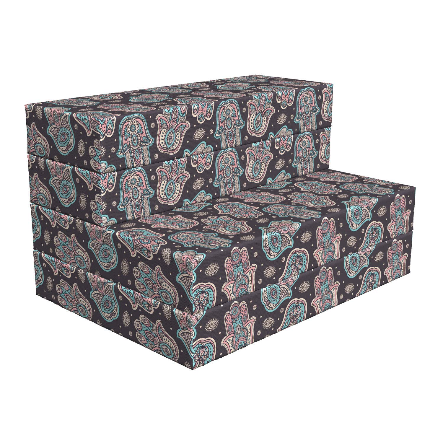 Ambesonne Traditional Foldable Mattress - Hamsa Hands Paisley Art Design, 74.8