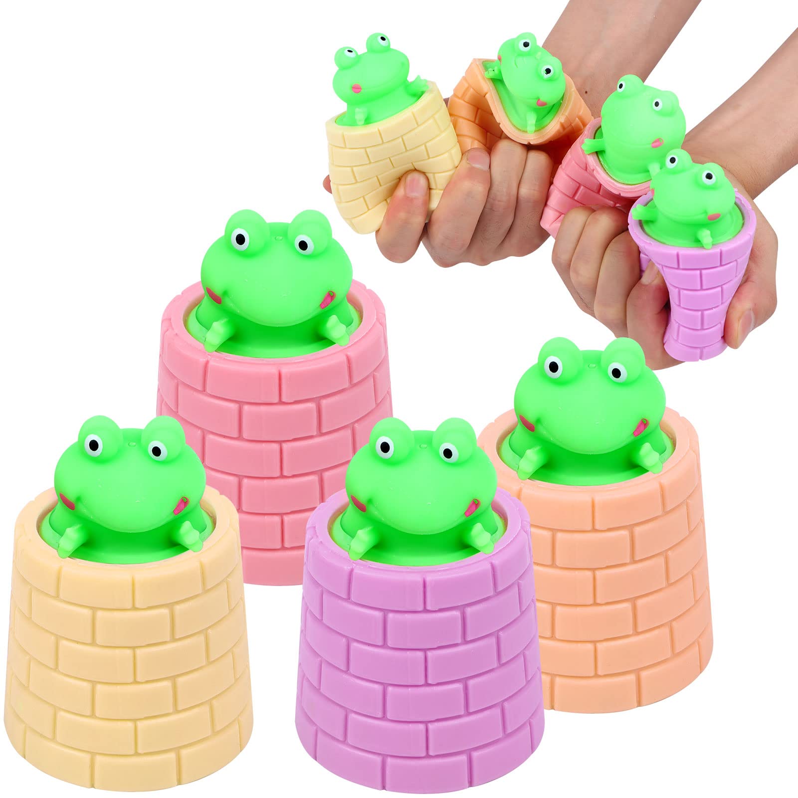 4 Pack Funny Frog in The Well Squishy Toys for Kids & Adults - Stress Relief Fidget Balls, Squeeze Toys for Boys, Girls, Party Favors - Perfect for Classroom, Office, Travel & Anxiety Relief