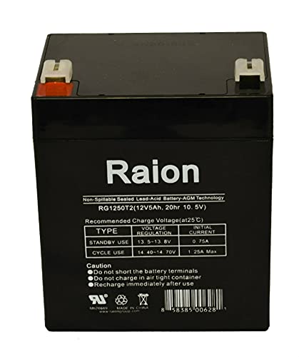 Raion Power 12V 5Ah Replacement AGM Battery for Securitron MINIMAG Locks - 8 Pack - Durable Power Supply for Electronic Door Locks & Access Control Systems