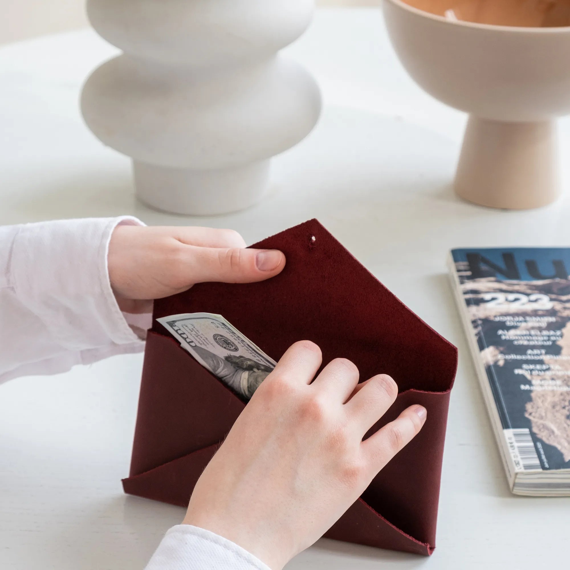 Genuine Leather Money Envelope - Premium RFID Blocking Wallet for Cash, Checks & Gift Cards - Perfect for Travel, Gifts & Secure Storage
