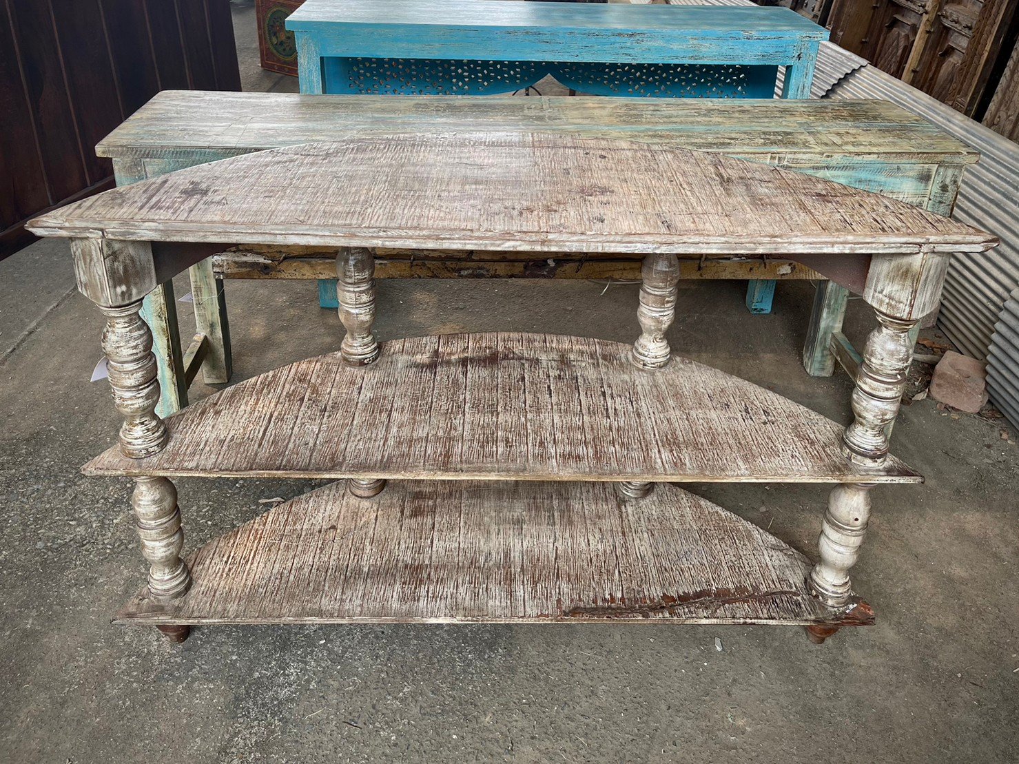 French Arched Hand Carved Solid Wood Console Table - Rustic White Entryway Hall Table for Farmhouse Decor | Perfect for Foyer, Living Room & Dining Room