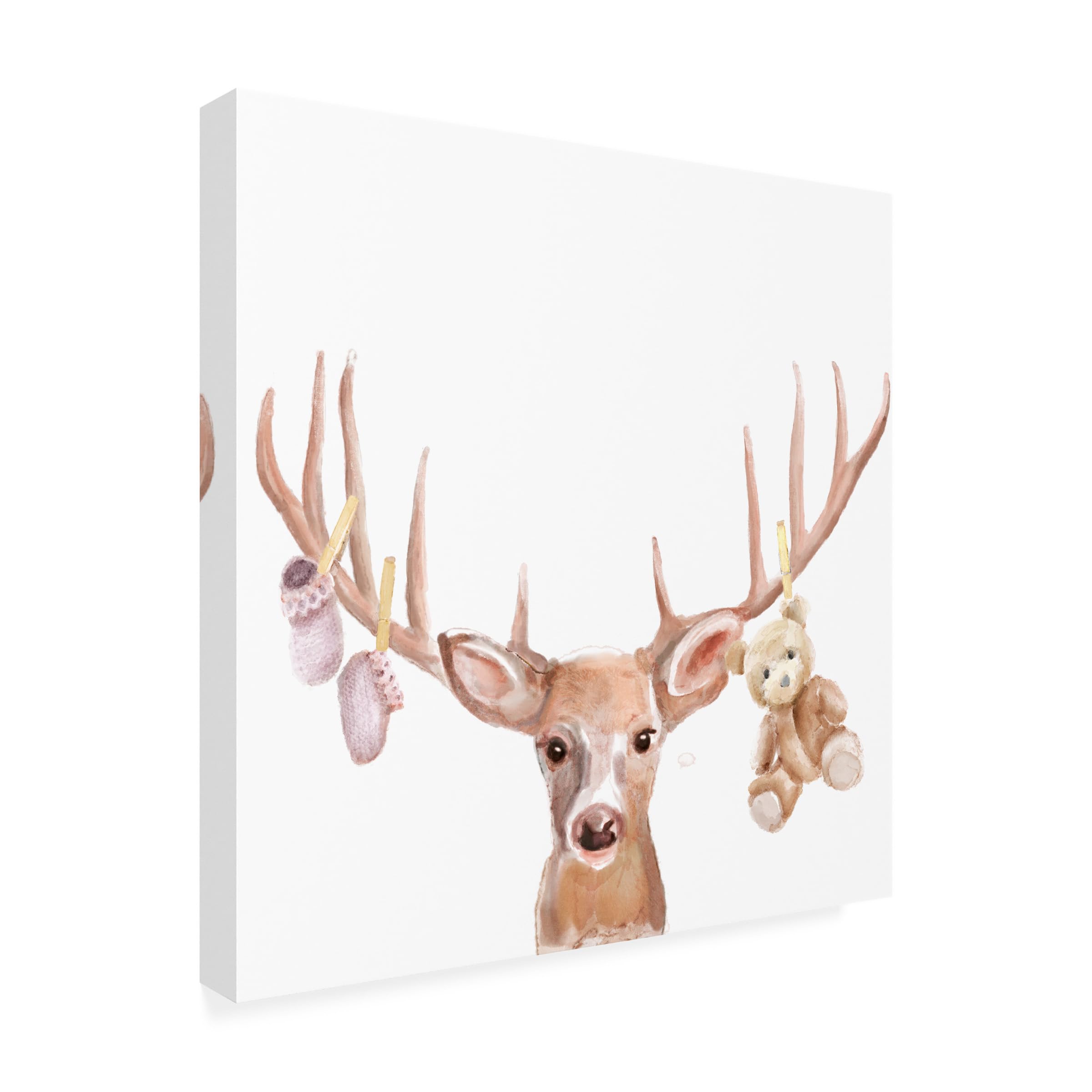 Deer Baby Girl Canvas Wall Art by Ali Lynne - Nursery Decor, Kids Room Painting, Wildlife Animal Print for Baby Shower Gift & Children's Bedroom