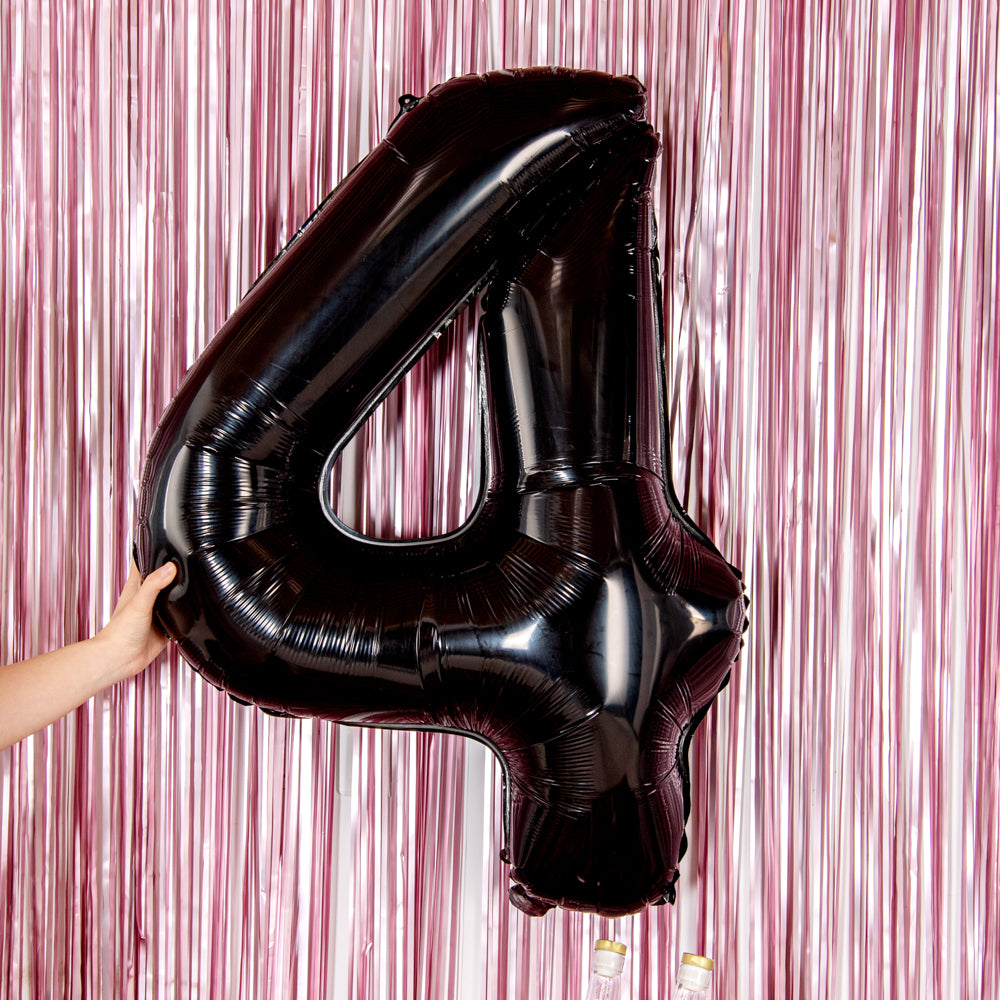 Balloonify Black Mylar Number 4 Balloon - 40 Inch Large Foil Balloon for Birthday Parties, Anniversaries & Celebrations - 1 Count Box