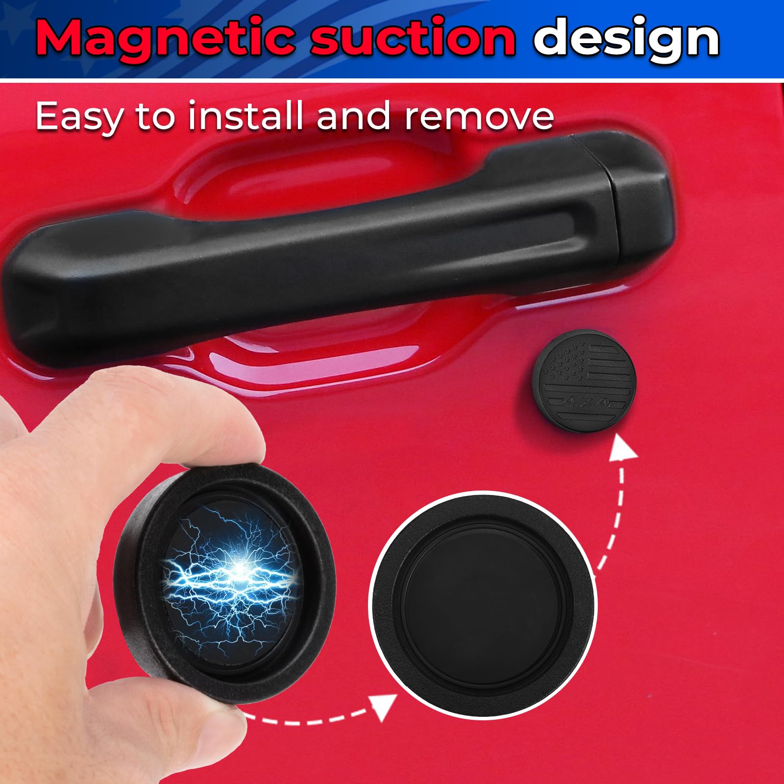 2018-2025 Jeep Wrangler JL & Gladiator JT Front Door Keyhole Covers - Heavy Duty Magnetic Lock Protectors | Rustproof & Anti-Theft Accessories | Perfect for Off-Roading & Urban Driving