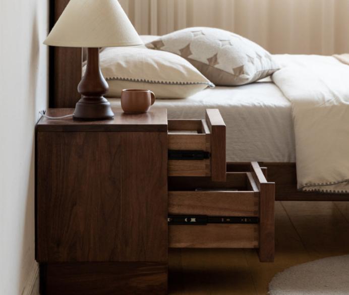 Solid Black Walnut Wood Nightstand with Drawer - Caluswood Bedside Table for Bedroom Storage | Perfect for Small Spaces, Apartment Living & Modern Home Decor