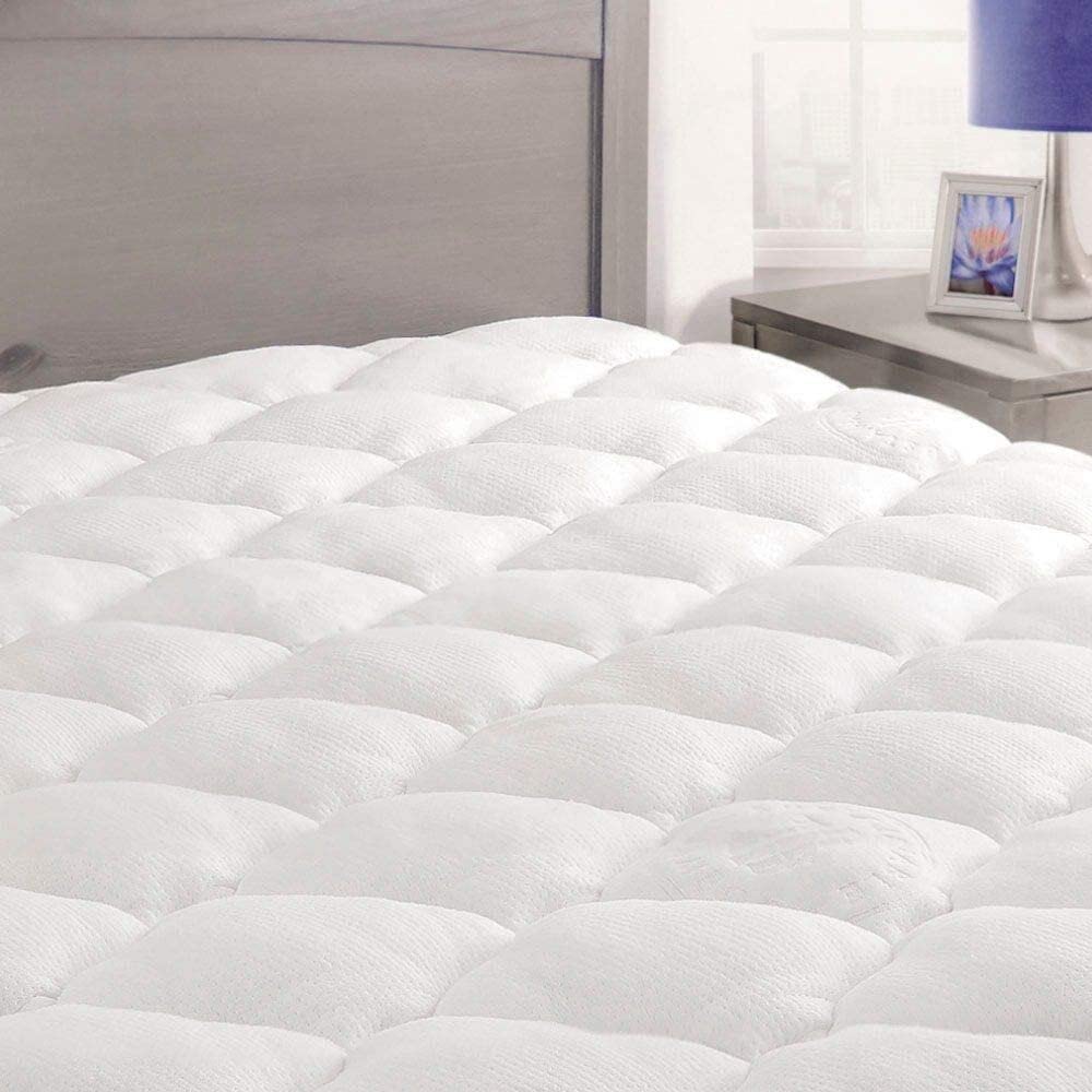 Premium Rayon from Bamboo Mattress Pad with Fitted Skirt - Ultra Soft Cooling Mattress Topper for California King Bed - Perfect for Hot Sleepers & Temperature Regulation