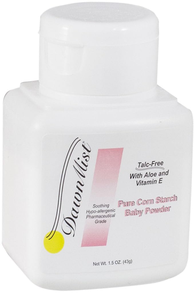 DawnMist® Pure Corn Starch Baby Powder - 96 Count Box | Hypoallergenic & Talc-Free | Gentle for Baby Skin | Perfect for Diaper Changes, Massage & Skin Irritation Relief