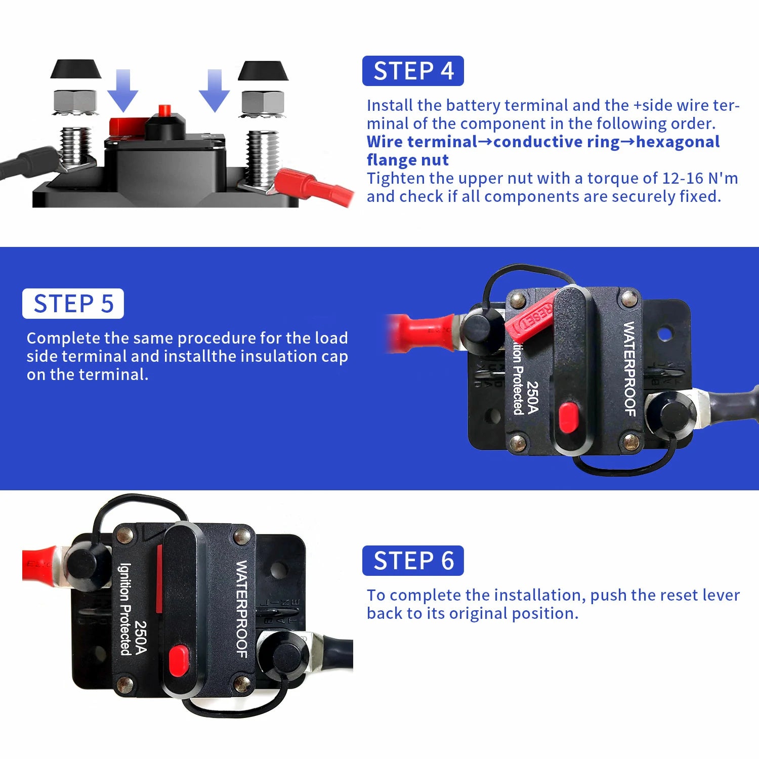 250A Circuit Breaker - High Amp DC Circuit Protection for Solar, RV, Marine & Industrial Use | Heavy Duty Electrical Safety Switch