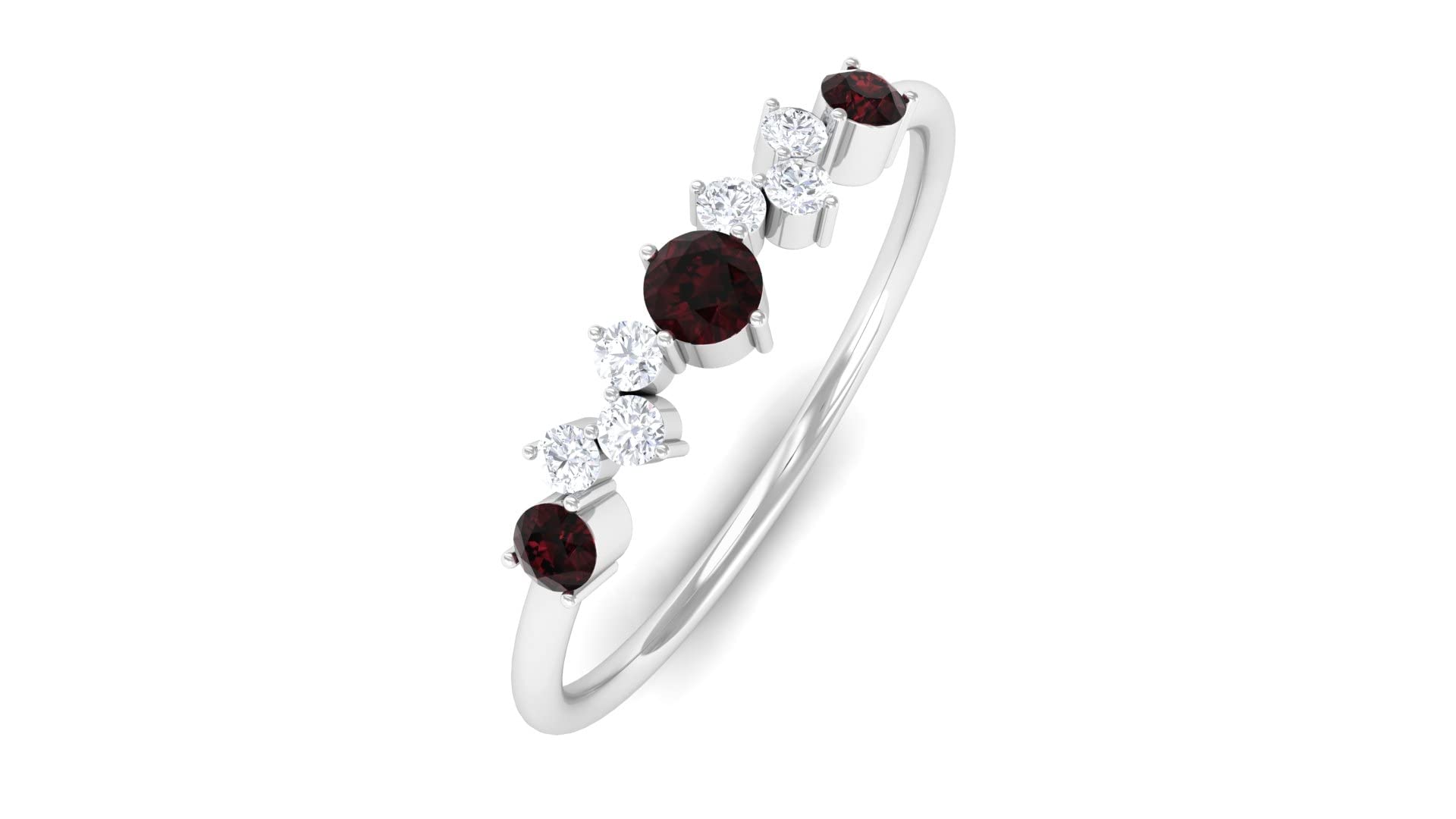 1/4 CT Garnet and Diamond Ring - 14K Solid Gold Scatter Garnet Promise Ring for Women | Minimalist Jewelry for Engagement, Anniversary & Everyday Wear