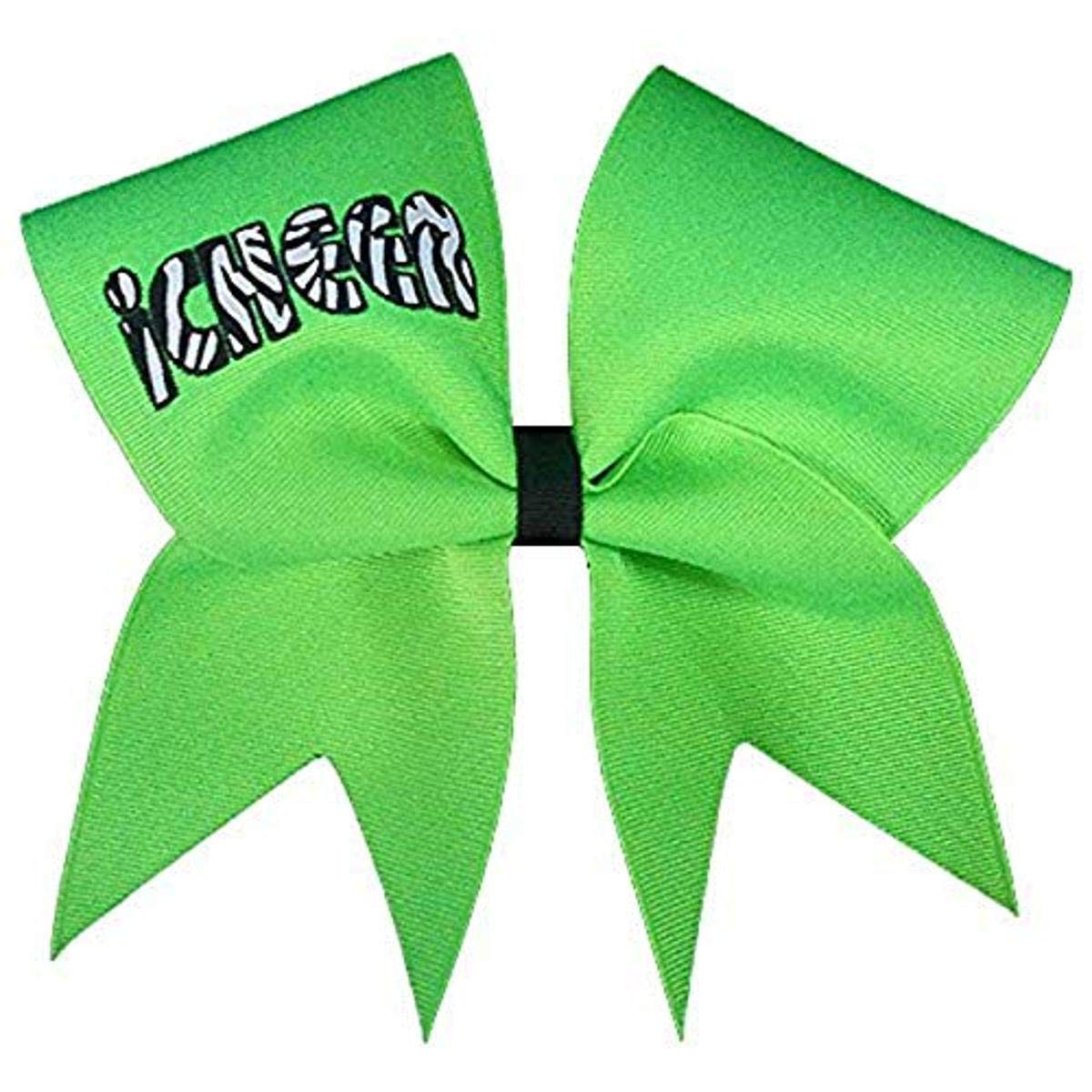 Chosen Bows Zebra Print Cheerleading Bow - Neon Lime Cheer Hair Accessory for Pom Poms, Dance Competitions & School Spirit Events