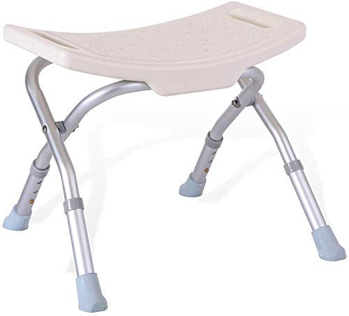DMZXF Foldable Aluminum Alloy Shower Stool - White Bath Seat for Elderly, Handicapped & Pregnant Women - Anti-Slip Safety Chair Supports 136kg - Perfect for Bathroom, Spa & Shower Safety