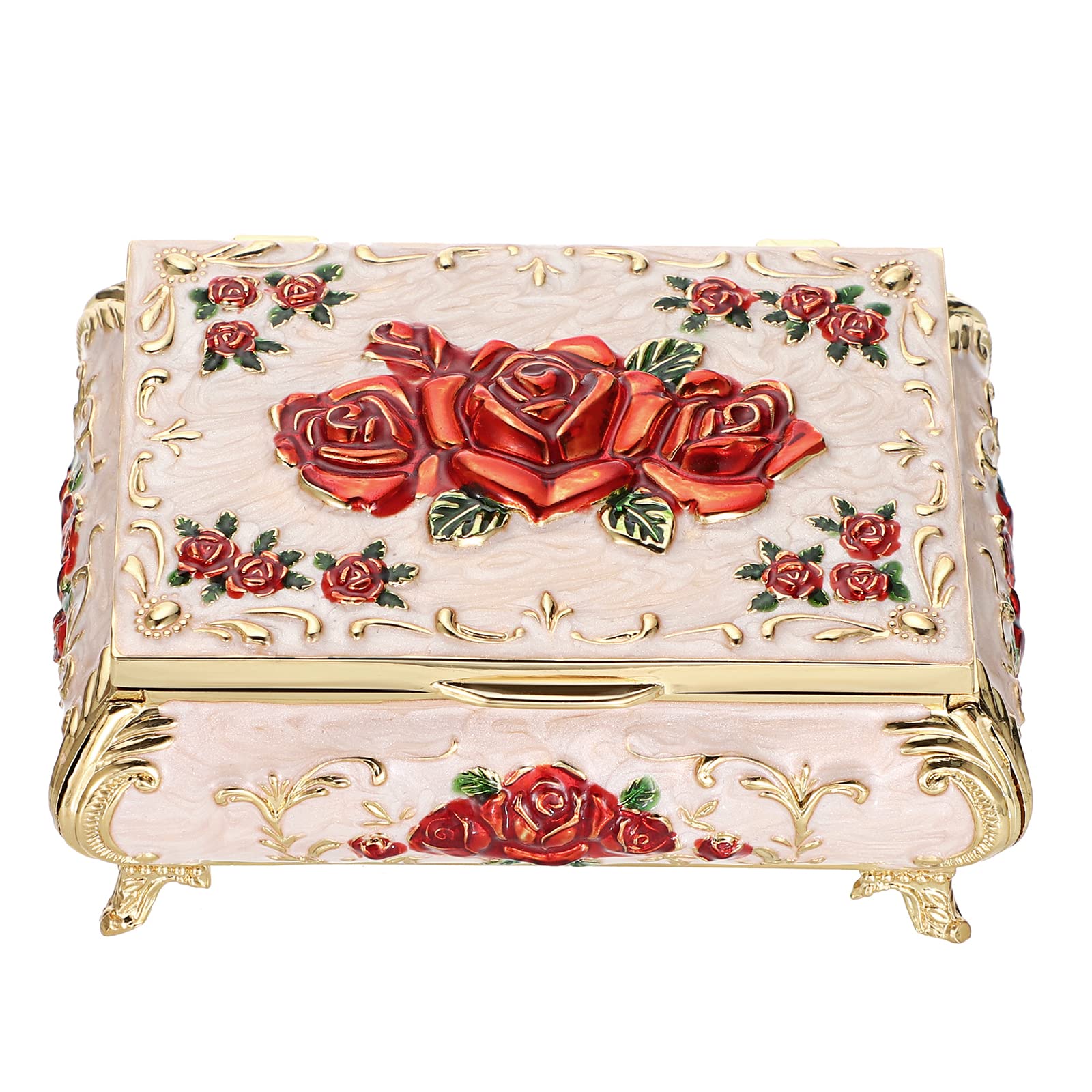 Vintage Metal Jewelry Box - Small Treasure Chest Trinket Organizer for Earrings, Necklaces, Bracelets & Rings | Elegant Keepsake Storage Box for Women & Girls | Perfect for Travel, Gifts & Home Decor