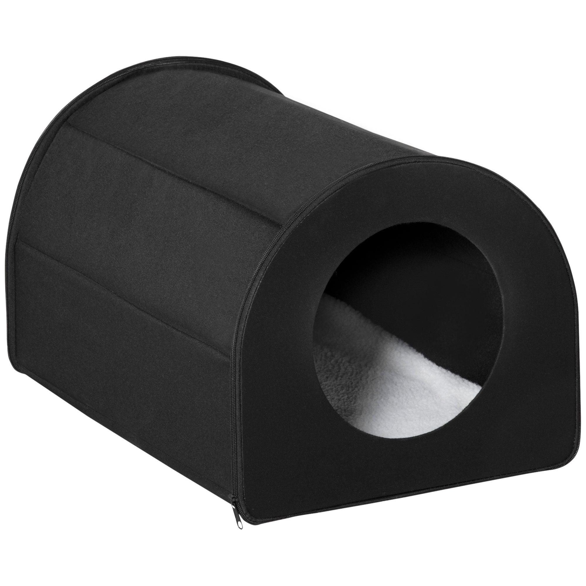 Heated Cat House for Winter - Portable & Waterproof Outdoor Pet Shelter with Dome Design, Ideal for Indoor/Outdoor Use - Keep Your Kitty Warm in Cold Weather (Black)