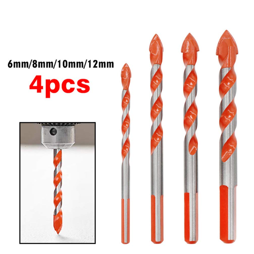 UKCOCO 4-Piece Ceramic Tile Drill Bit Set - Hex Head, Wrench Compatible, Metric System for Porcelain & Ceramic Tiles - Perfect for Bathroom Renovation, Kitchen Backsplash & DIY Home Projects