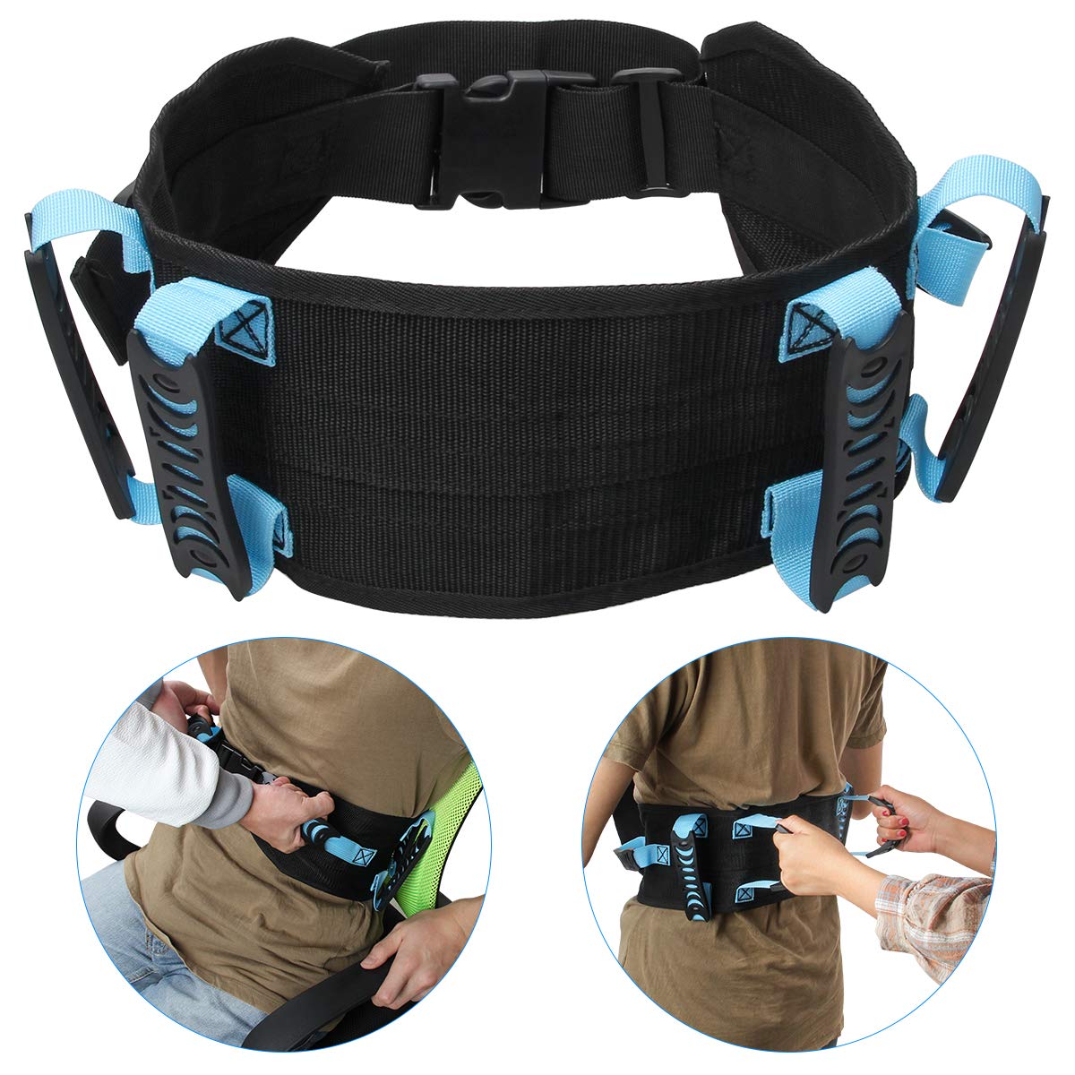 AHIER Adjustable Gait Belt with 6 Handles & Quick-Release Buckle - Heavy Duty Patient Transfer Belt for Elderly Care, Physical Therapy, and Mobility Assistance - Ideal for Home Use, Hospitals, and Nursing Facilities