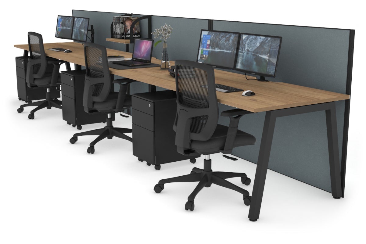 Horizon Quadro 3-Person Office Workstation Desk - 1600L x 800W with Cable Management - Perfect for Collaborative Workspaces & Modern Offices
