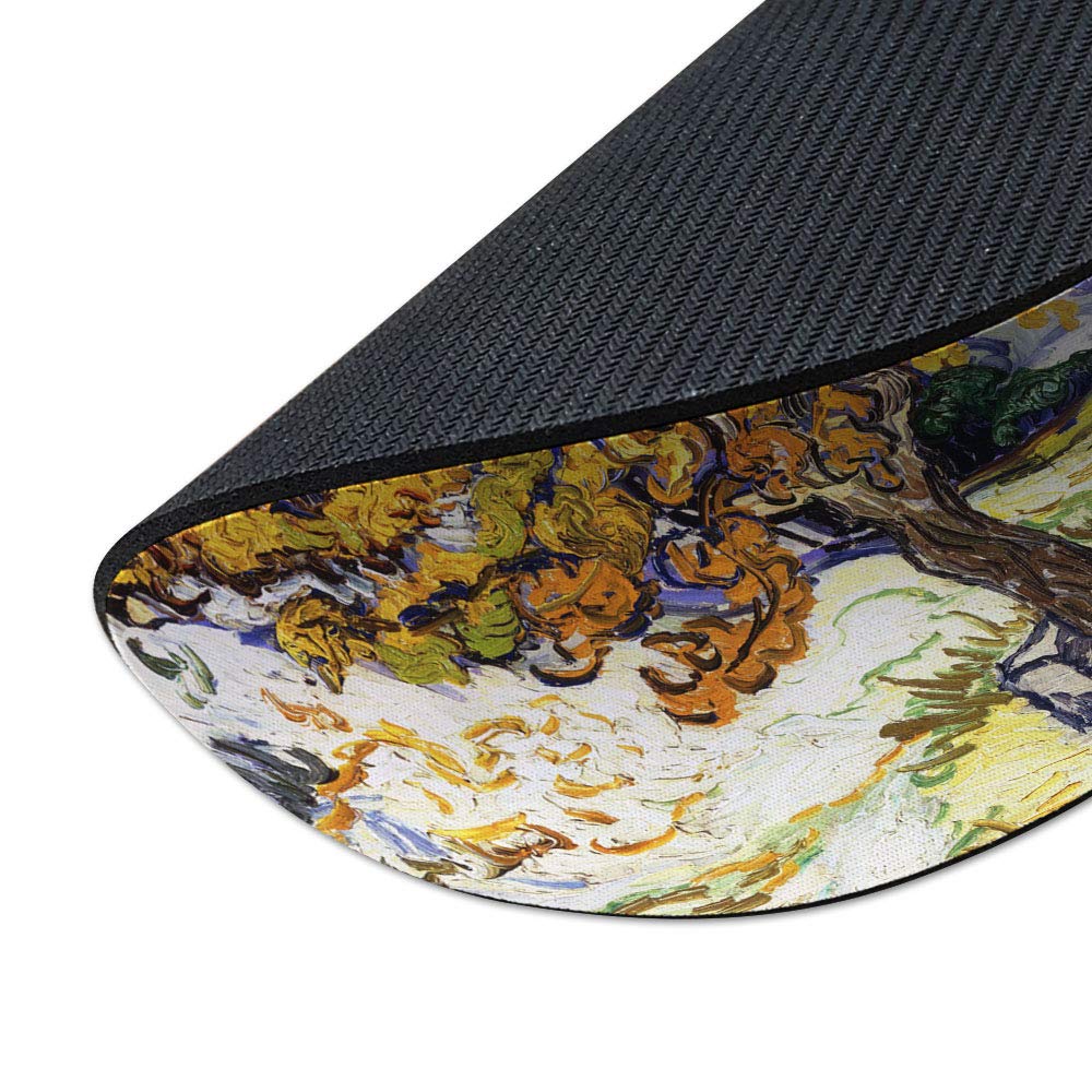 WIRESTER Non-Slip Round Mouse Pad - Van Gogh Mulberry Design for Home Office & Gaming Desk | Perfect for Computer Work, Gaming Setup & Workspace Decor