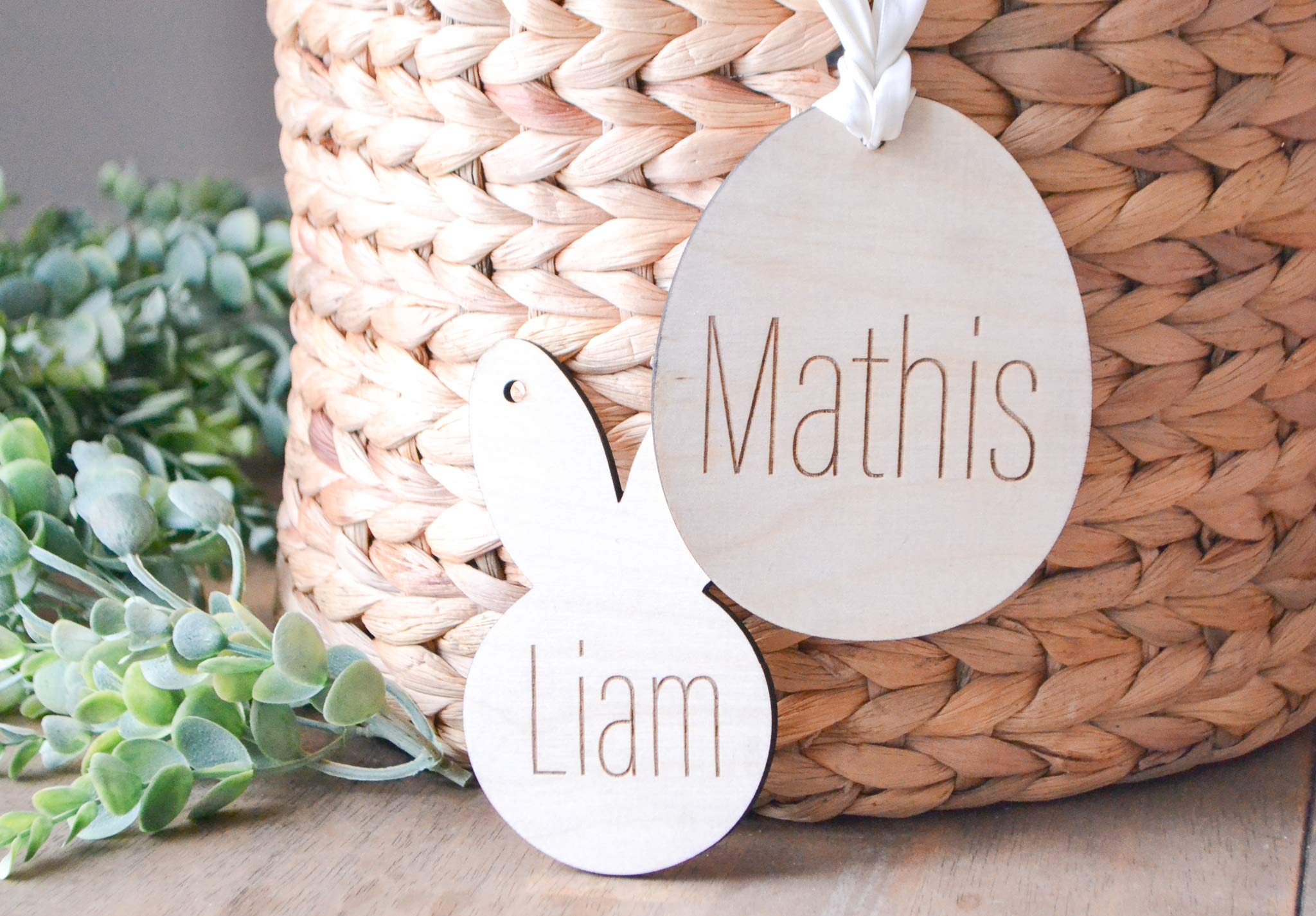 Personalized Custom Easter Basket Name Tag - Handmade Birch Wood Gift for Kids, Easter Decorations & Party Favors - Perfect for Easter Egg Hunts, Spring Celebrations & Holiday Gifting