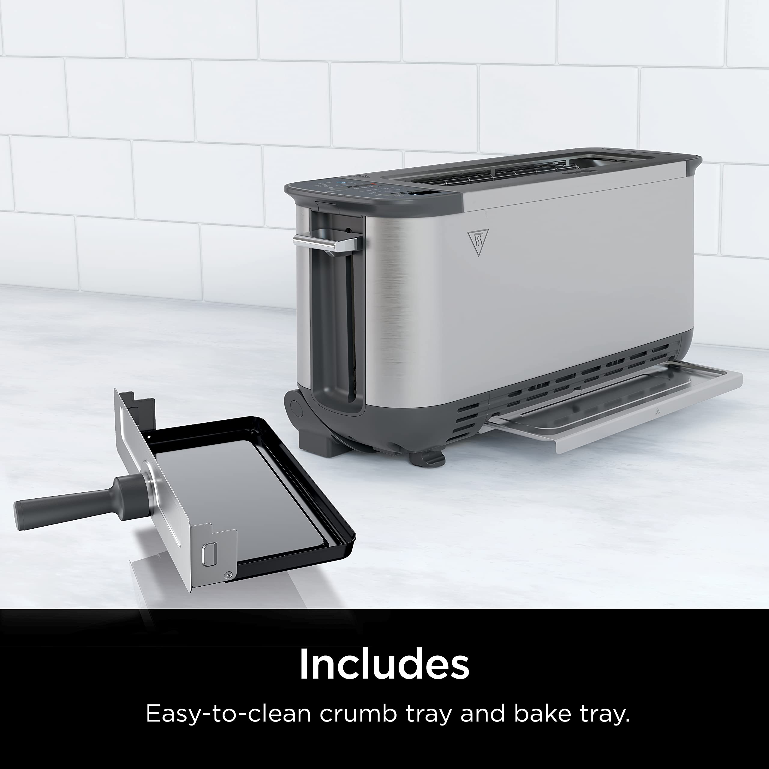 Ninja ST101 Foodi 2-in-1 Flip Toaster Oven - 2-Slice Compact Toaster with 6 Functions (Reheat, Defrost, Snack Maker) - 1500W Stainless Steel Countertop Appliance - Perfect for Breakfast, Quick Meals & Small Kitchen Spaces