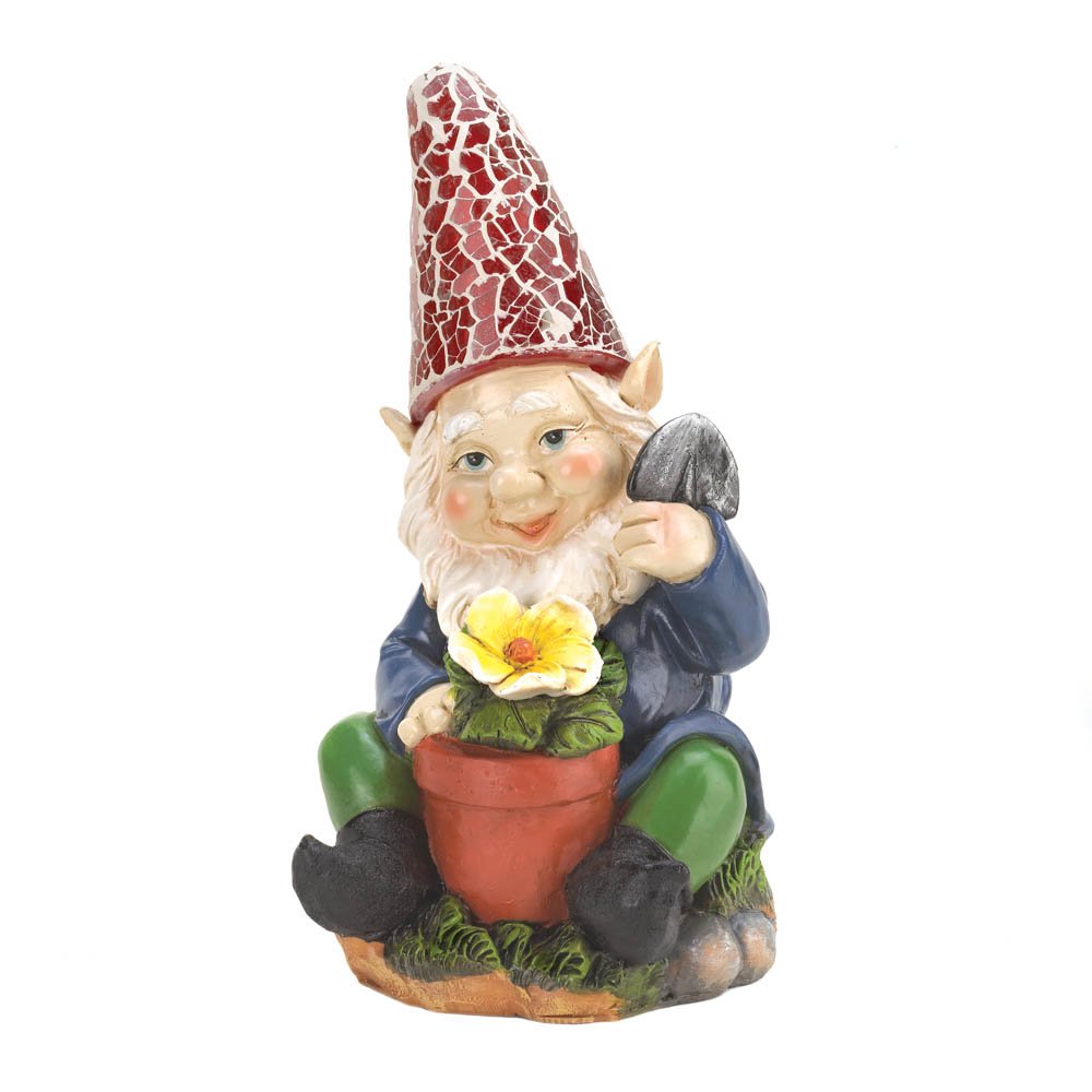 Zingz & Thingz Solar-Powered Garden Gnome Statue - Outdoor Decor for Lawn, Yard & Garden - Eco-Friendly Solar Light for Nighttime Illumination