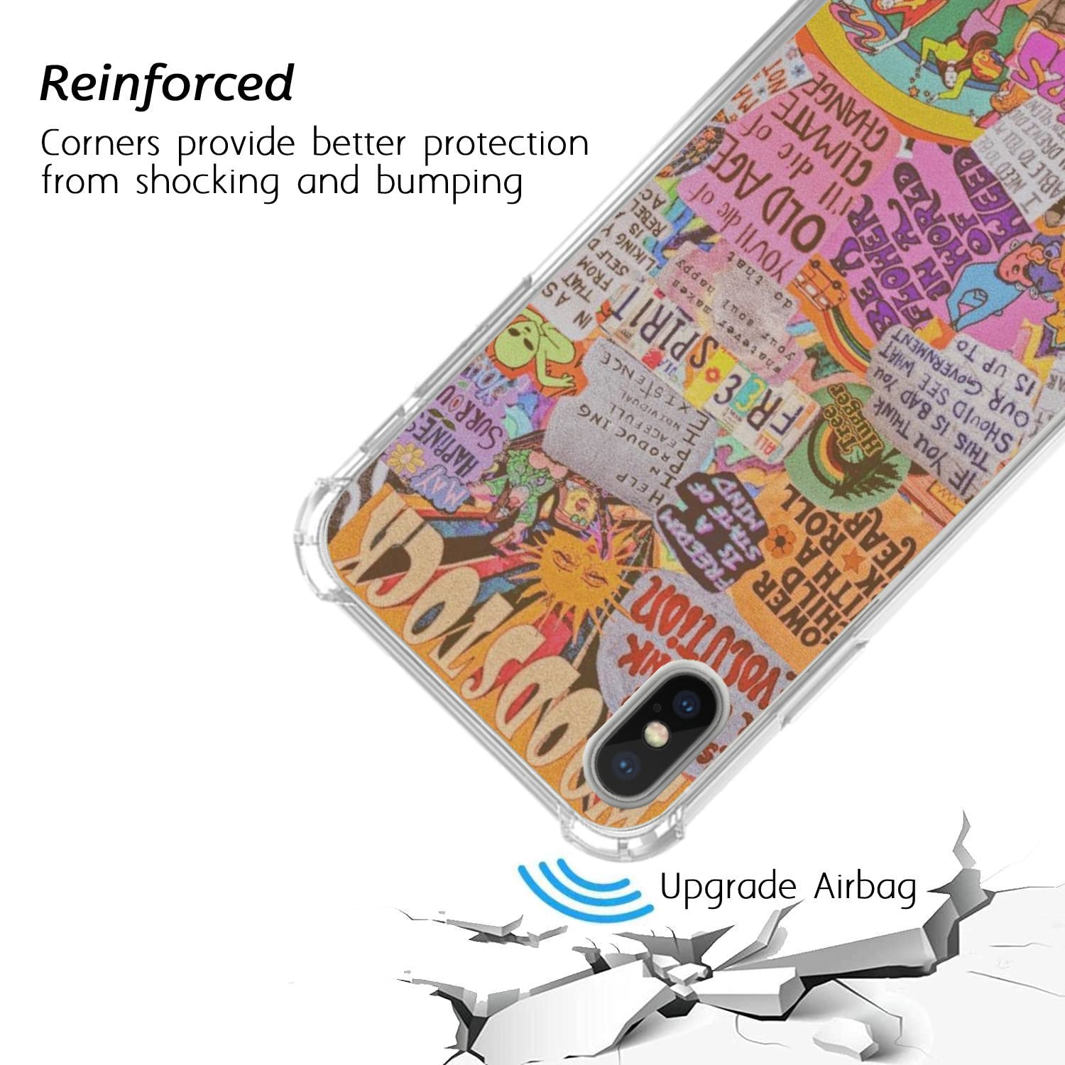 Abstract Art Aesthetic Collage Phone Case for iPhone Xs Max - Trendy TPU Bumper Cover for Women & Men - Durable Protective Case for Work, Travel & Everyday Use