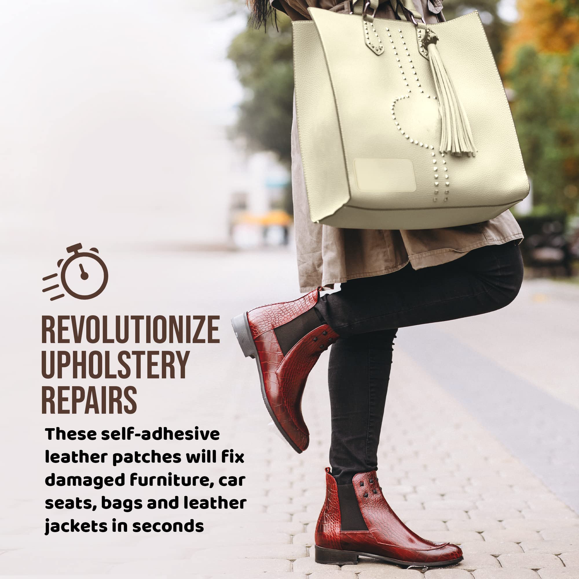 Brown MastaPlasta Self-Adhesive Suede Repair Patches - Fix Scratches & Tears on Furniture, Shoes & Bags - Easy DIY Leather & Fabric Repair Solution