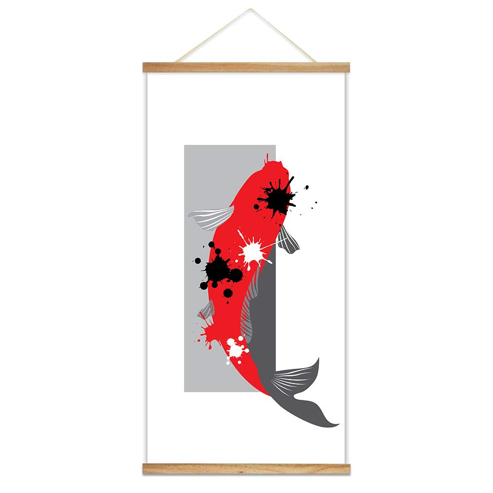 Wall26 Abstract Pet Fish Theme Wood Framed Wall Art Poster Print - 18x36 Inches, Ready to Hang - Perfect for Living Room, Bedroom Decor & Office Wall Art