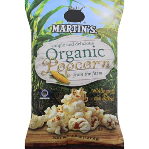 Organic Whole Grain Popcorn with Sea Salt - 4.5 oz Bags (Pack of 4) | Healthy Snack for Movie Nights, Office Breaks & Family Gatherings