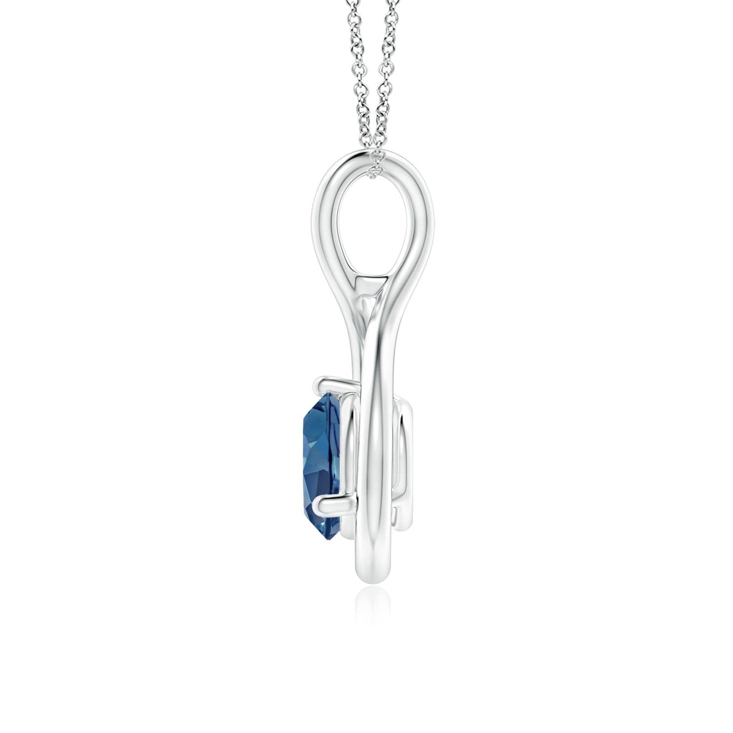 Natural Solitaire Round London Blue Topaz Infinity Twist Pendant in Sterling Silver/14K Gold/Platinum | November Birthstone Jewelry for Women, Birthday, Engagement, Anniversary & Wedding Gift | Perfect for Everyday Wear, Special Occasions & Romantic Surprises