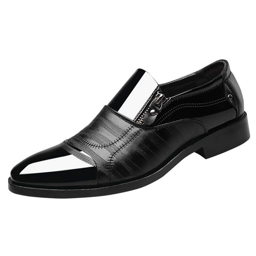 Men's Business Dress Shoes - Pointed Toe Leather Oxfords with Side Zipper for Easy Wear | Professional Office Shoes & Formal Occasions | Comfortable Slip-On Design for Work, Weddings & Business Meetings