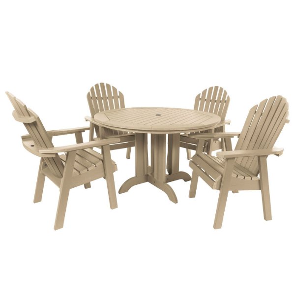 Sequoia Professional 5-Piece Commercial Grade Muskoka Adirondack Dining Set with 48-Inch Table – Perfect for Outdoor Patio, Garden, and Backyard Entertaining