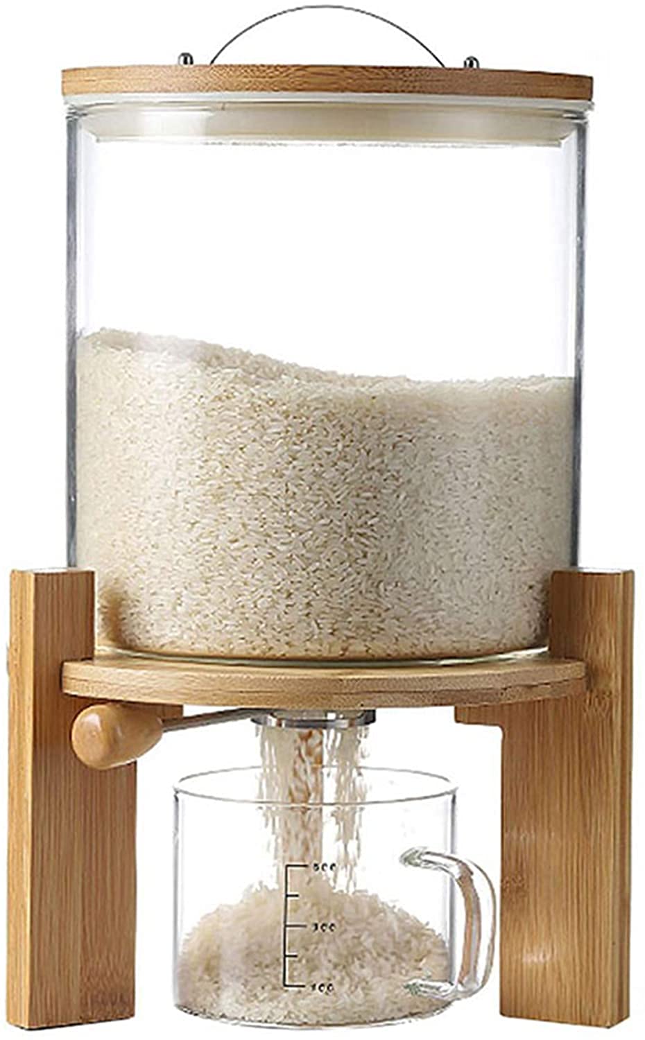LOYALHEARTDY Glass Cereal Dispenser with Sealing Lid & Measuring Cup - 2L Countertop Dry Food Storage Container for Rice, Pasta, Flour - Perfect for Kitchen Organization & Pantry Storage (Ideal for Home, Restaurant, or Cafe Use)