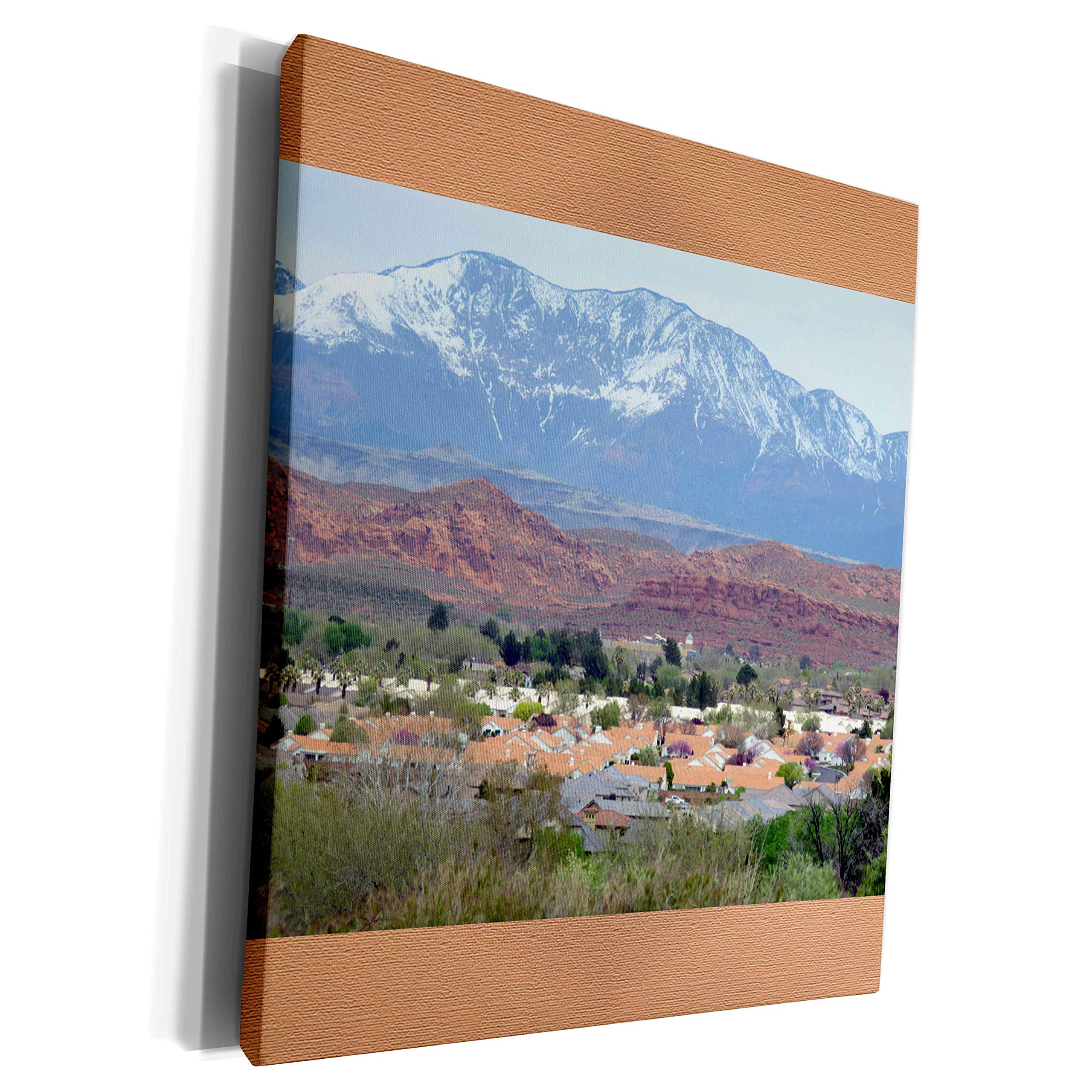 3dRose Premium Museum-Grade Canvas Wrap Art - Stunning Southern Utah Landscape with Red Hill & PV Mountain Scenery | Perfect for Home, Office & Gallery Wall Decor