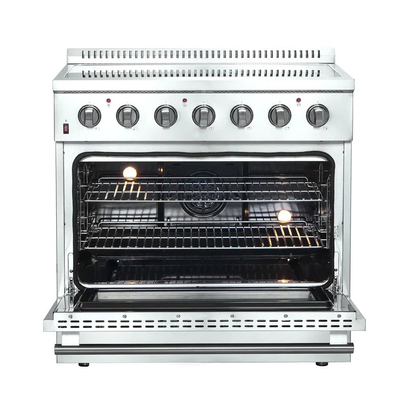 FORNO Galiano 36 Inch Electric Range with Convection Oven - Stainless Steel Built-In Stove FFSEL6083 36 - Perfect for Modern Kitchens & Home Cooking