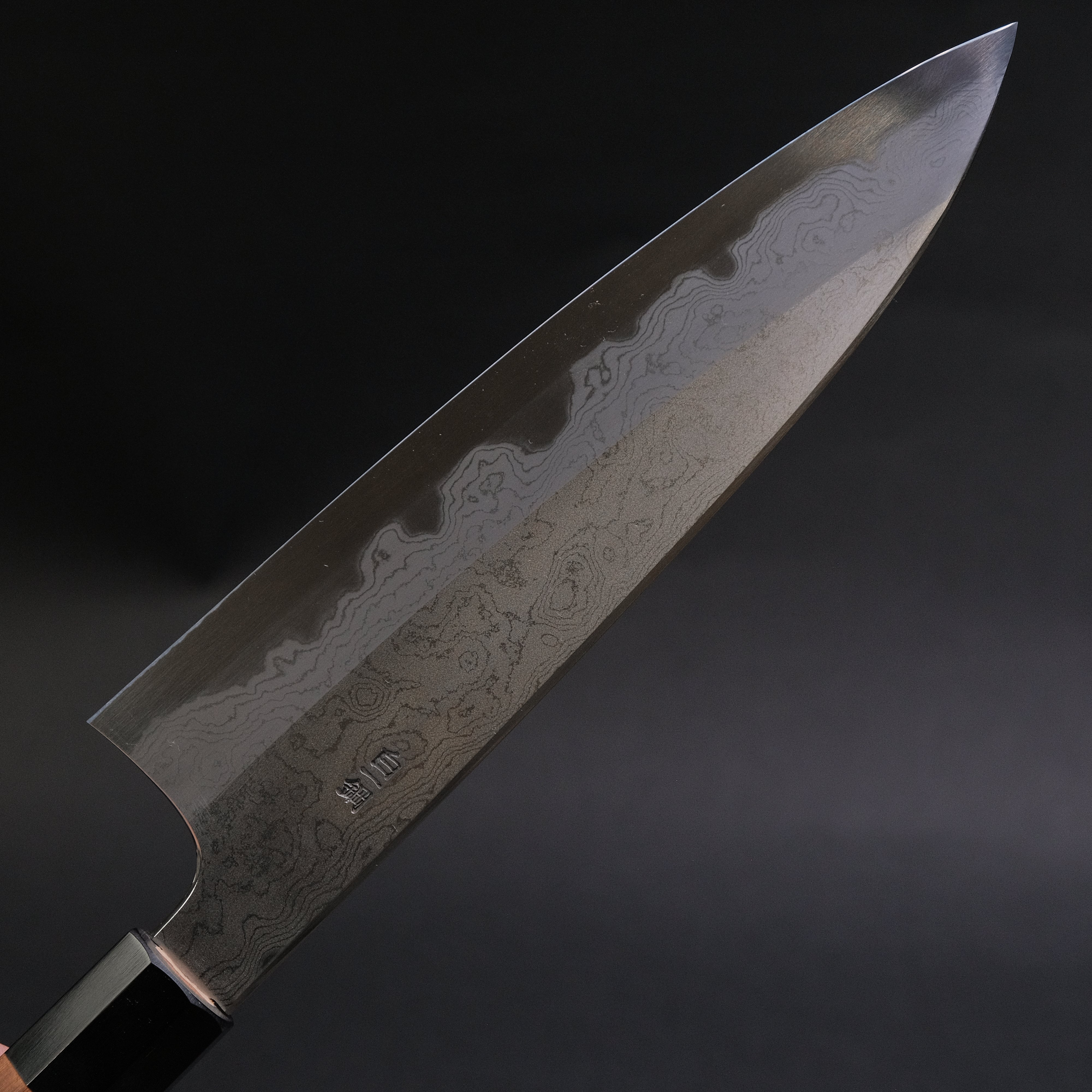 Hitohira Togashi White #1 Damascus Gyuto 210mm Japanese Chef Knife with Burnt Yakusugi Handle - Premium Kitchen Knife for Sushi, Meat Cutting & Professional Cooking